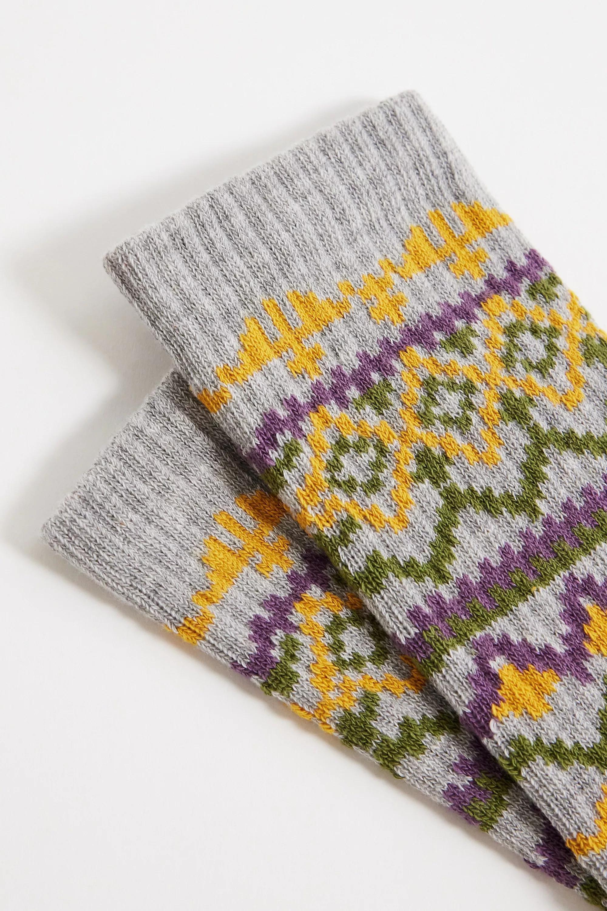 Grey Fair Isle Socks, GREY, large image number 1