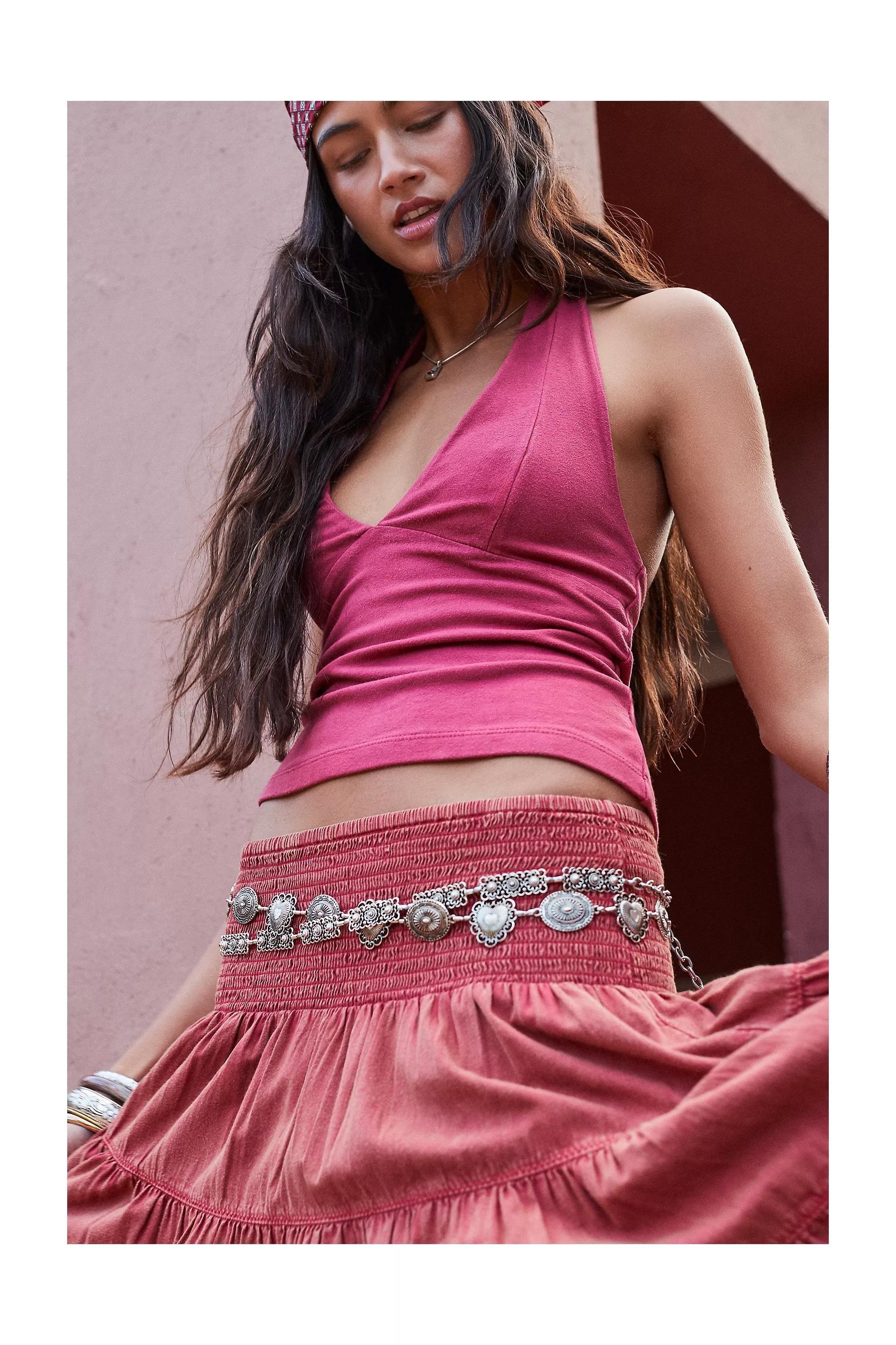 Silver Uo Western Heart Chain Belt, SLVR, large image number 0