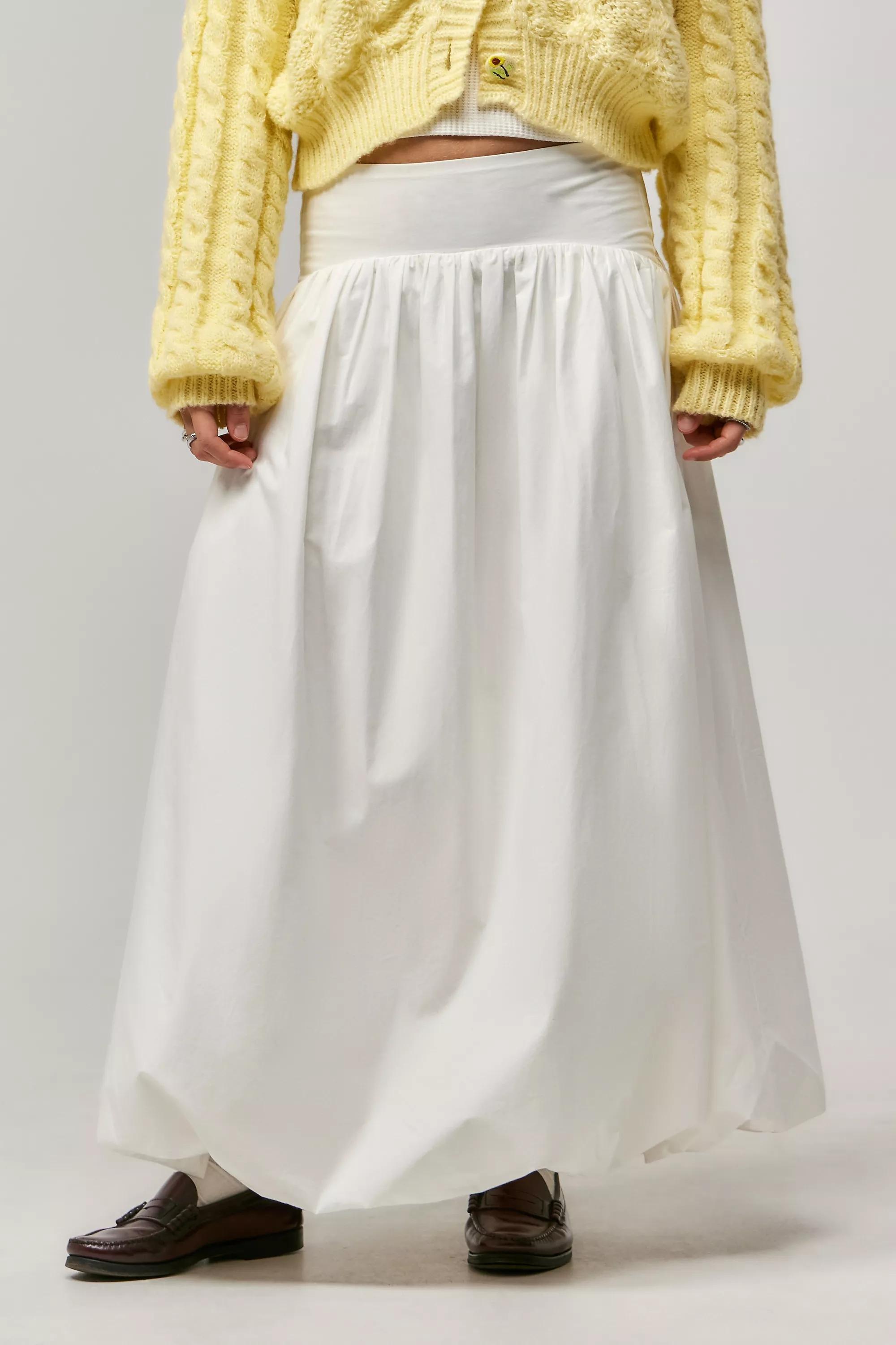 White Uo Mindi Bubble Maxi Skirt, , large image number 0