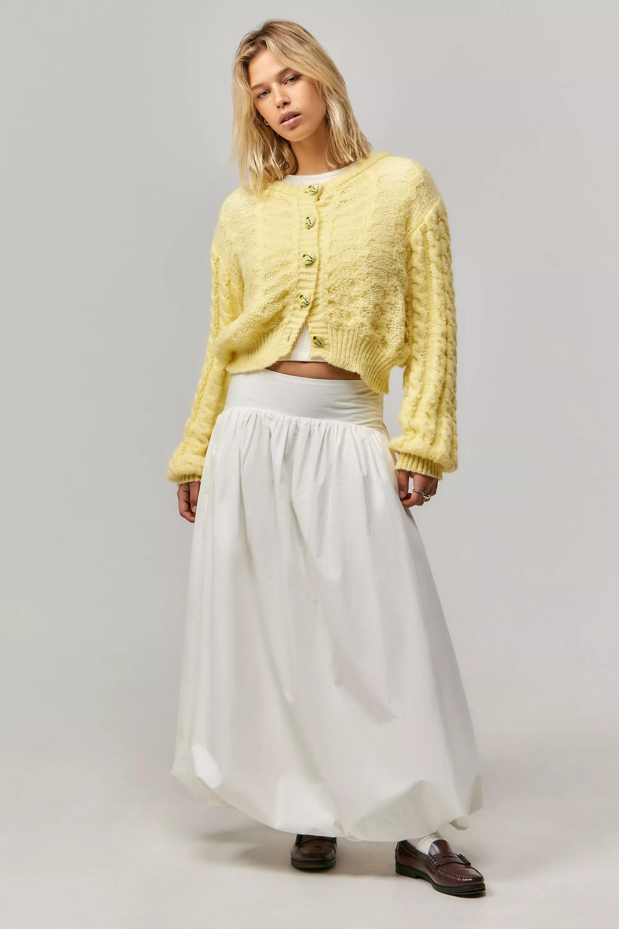White Uo Mindi Bubble Maxi Skirt, , large image number 2