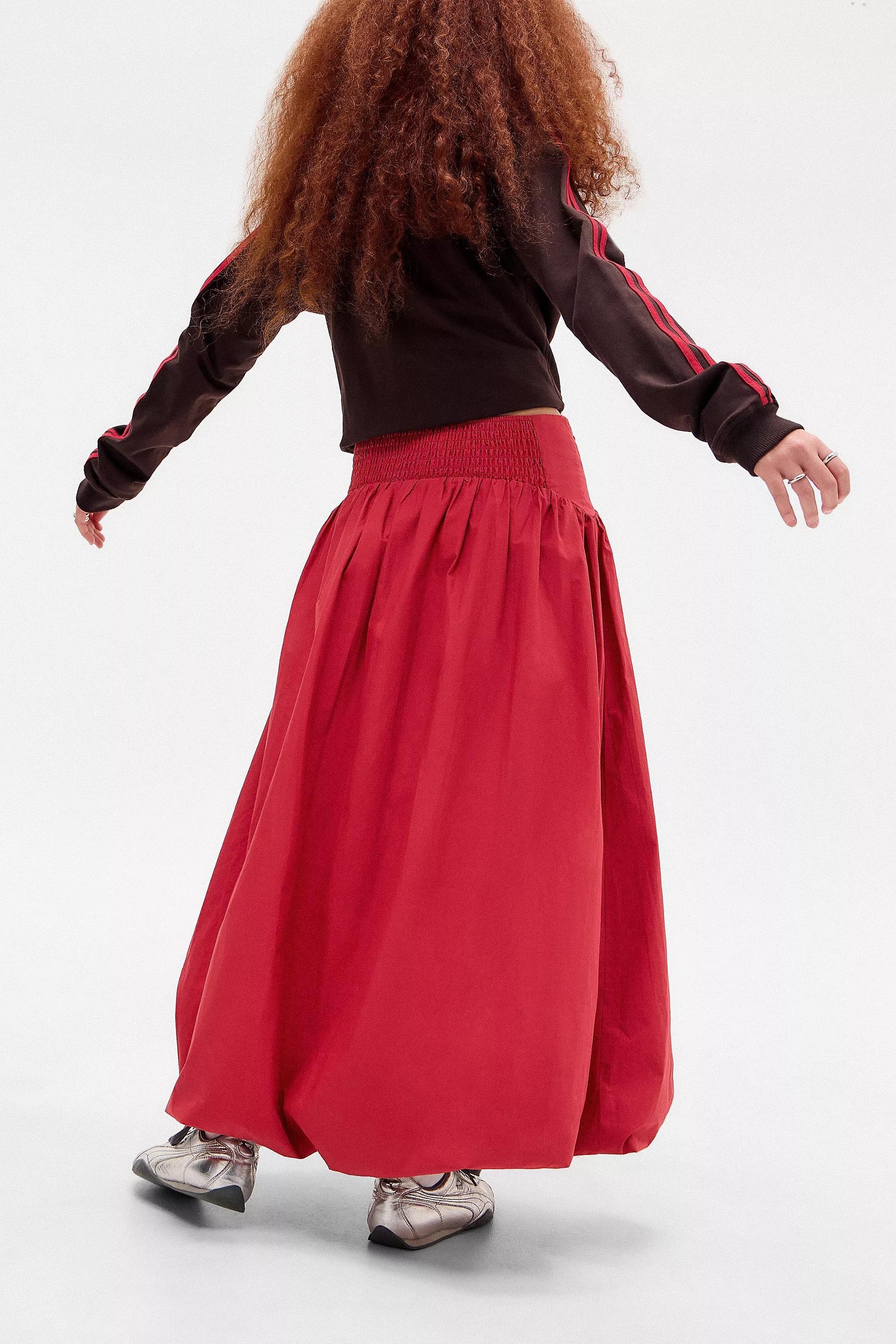 UO Mindi Bubble Maxi Skirt, RED, large image number 3