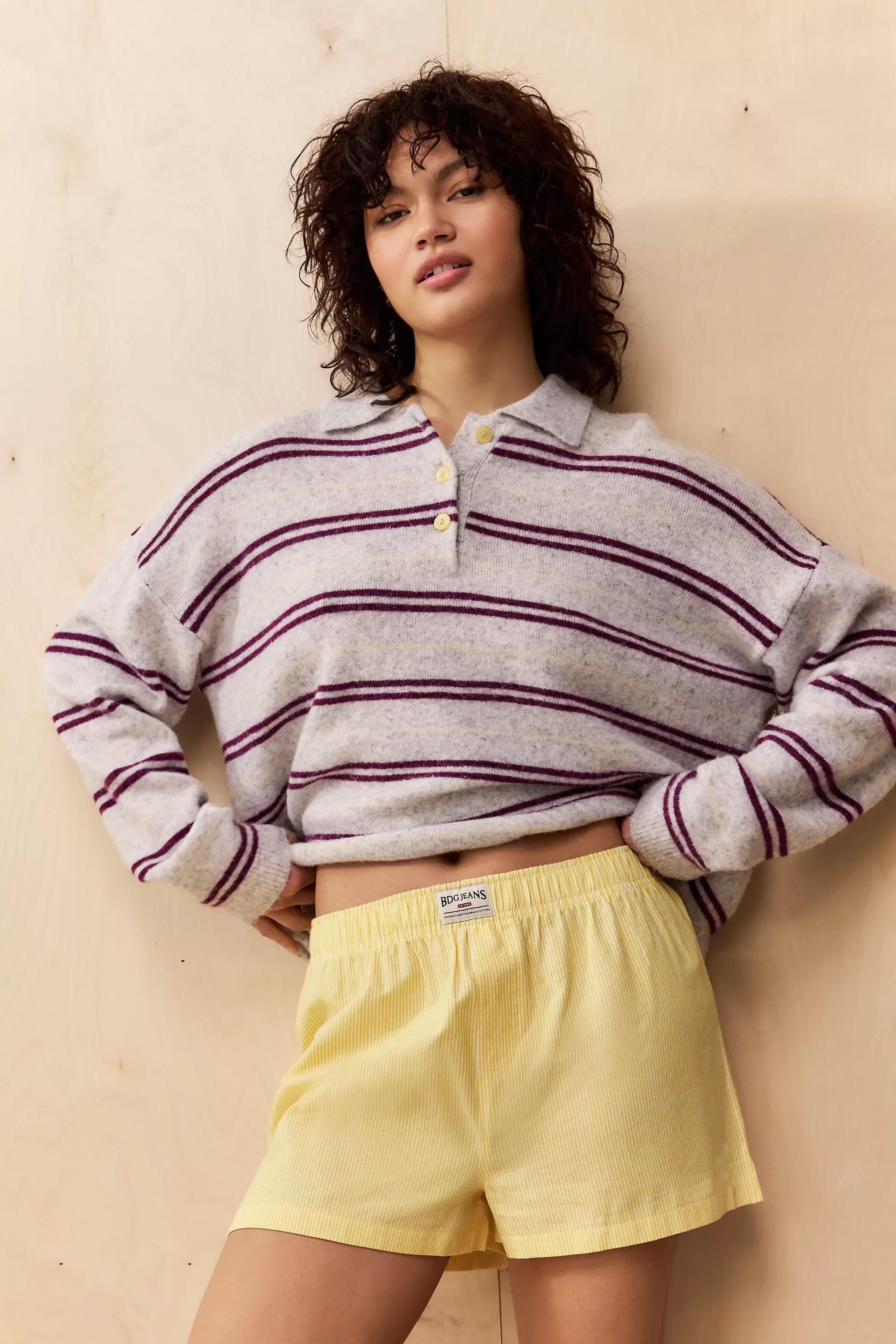 Yellow Bdg Striped Boxer Short, LT YELLOW, medium