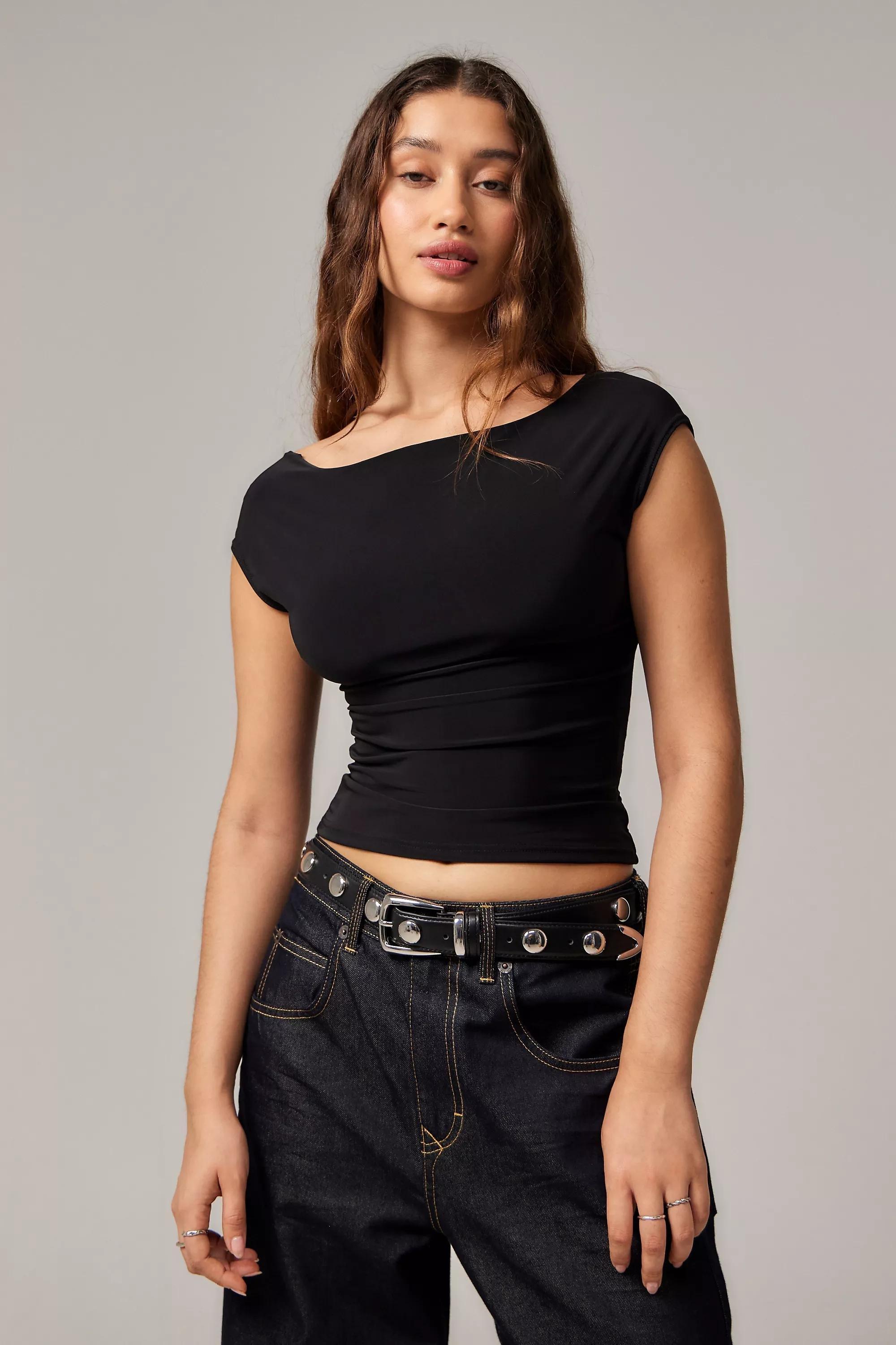 Black Uo Lia Open Back T-Shirt, , large image number 1