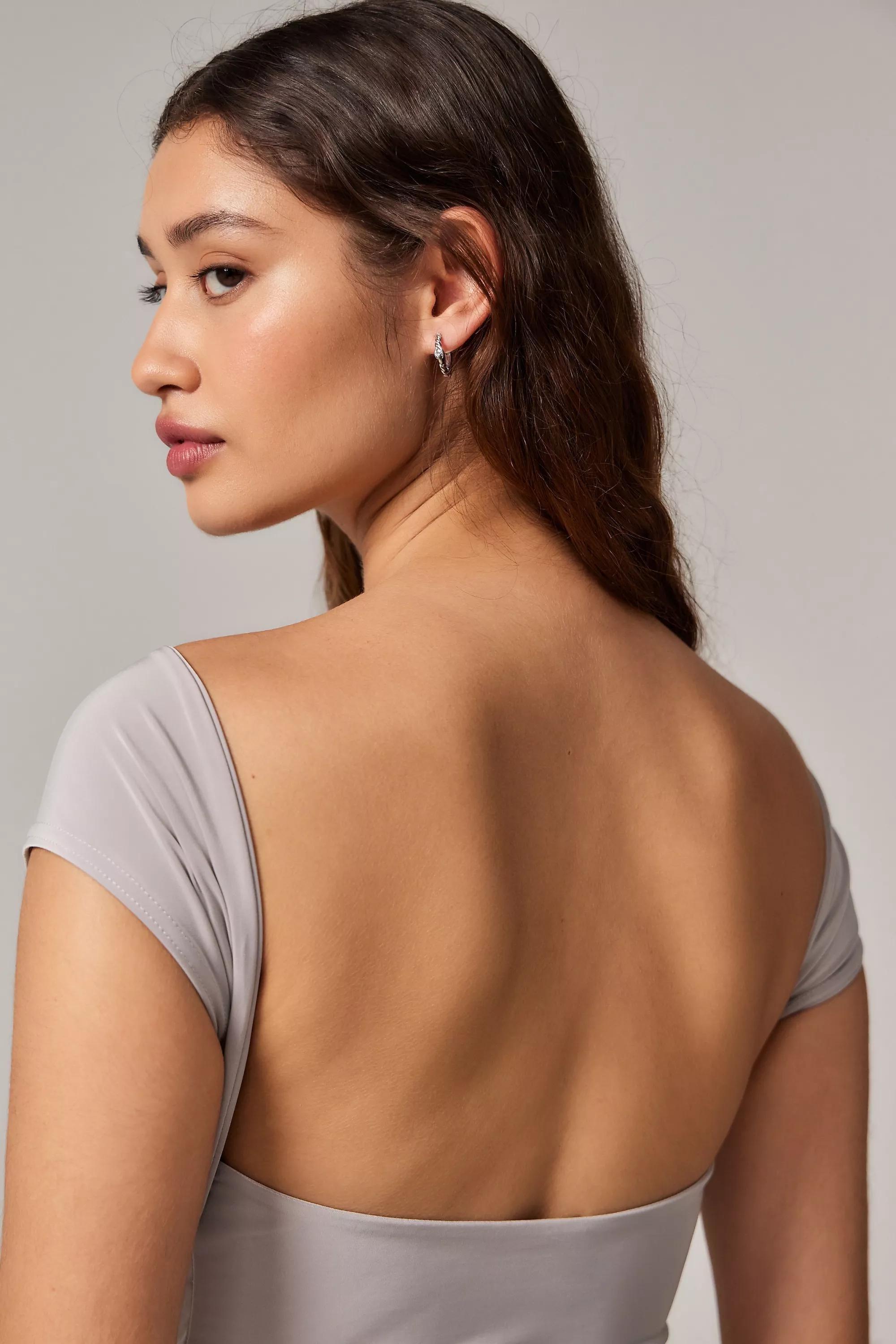 Grey Uo Lia Open Back T-Shirt, , medium