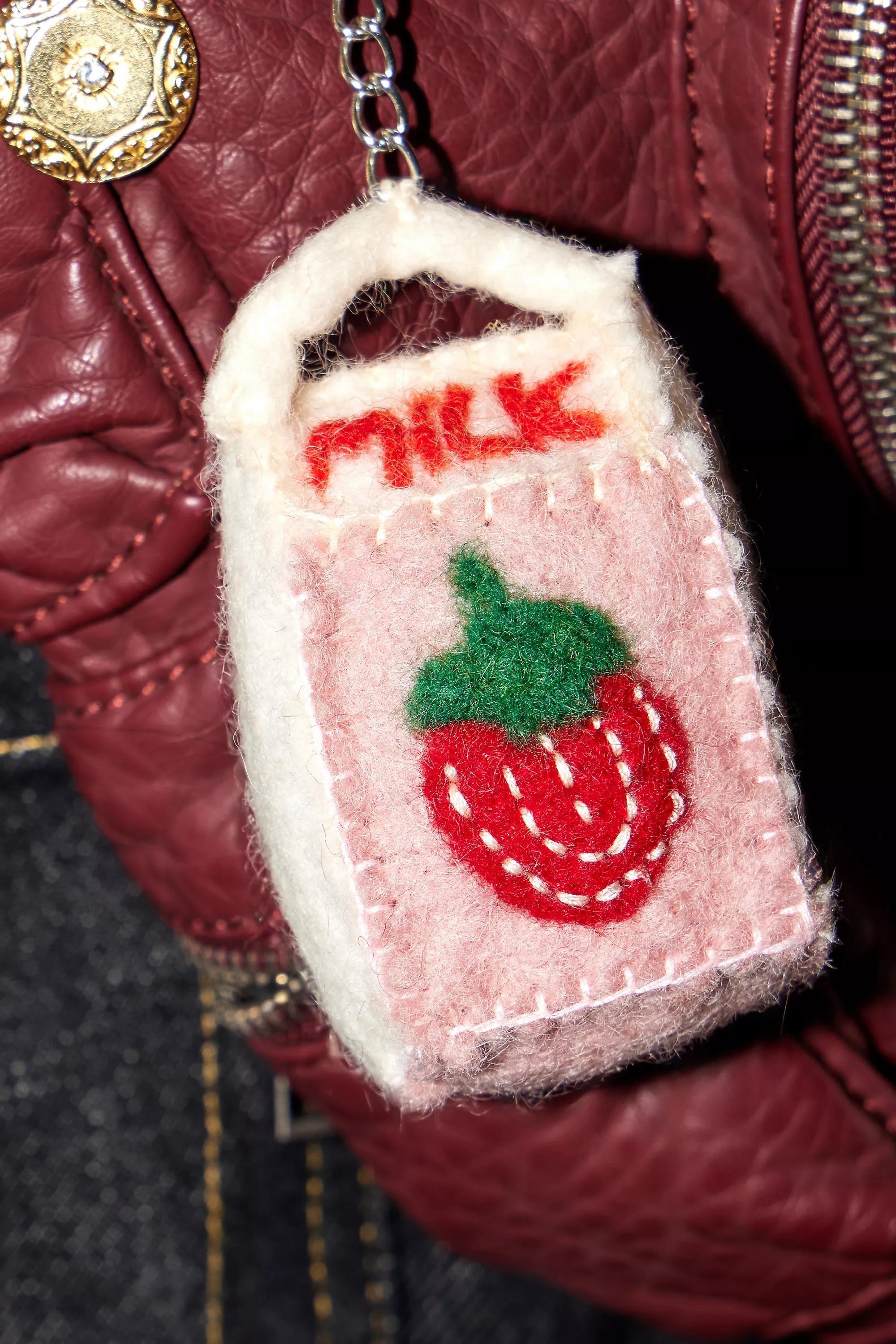 Uo Strawberry Milk Carton Keyring, ASSORT, large image number 1