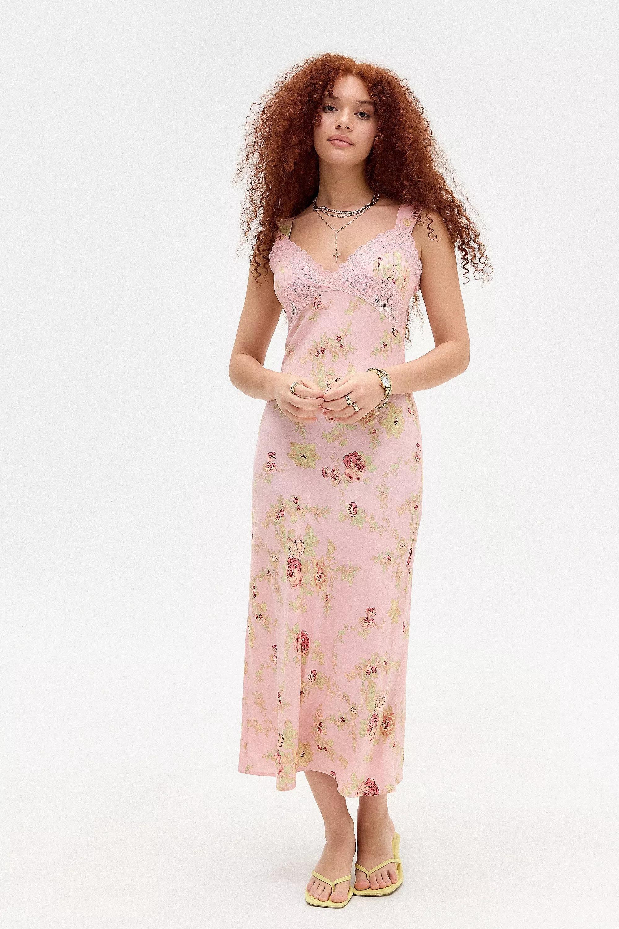 Pink Light Before Dark Printed Midi Dress, , large image number 0