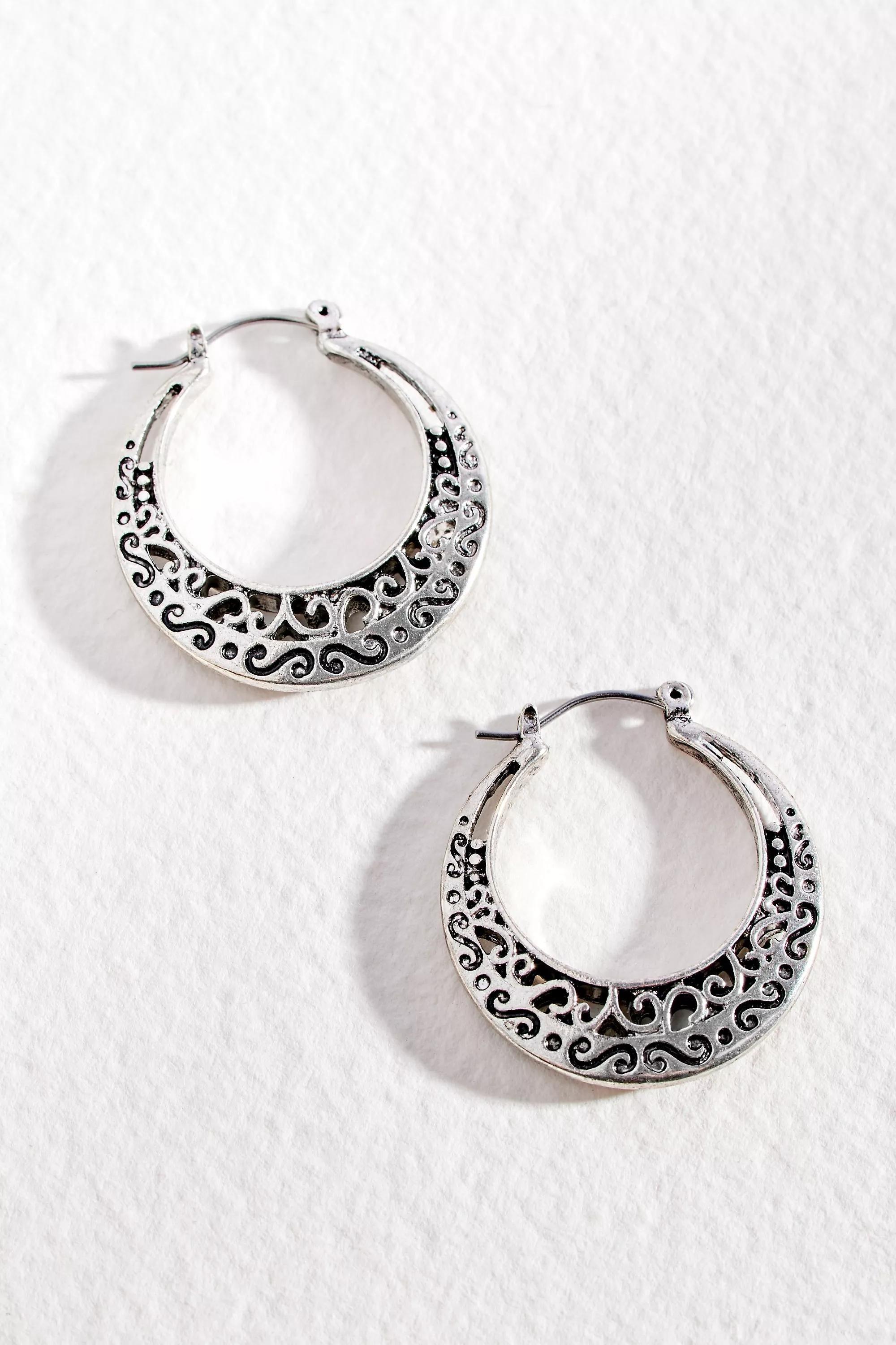 Silver Silence + Noise Cut Out Cage Hoop Earrings, SLVR, large image number 0