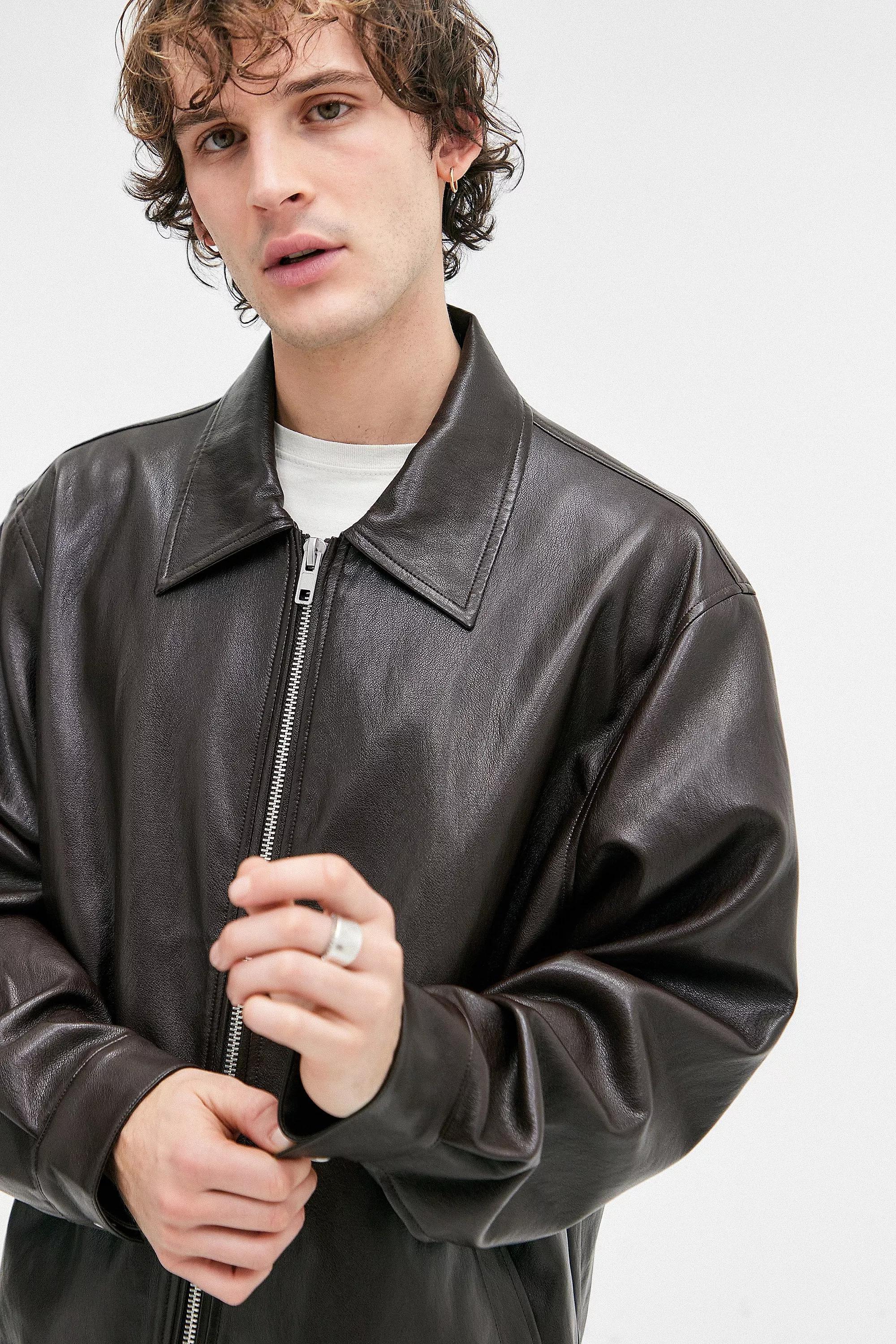 Brown Bdg Faux Leather Jacket, , large image number 1