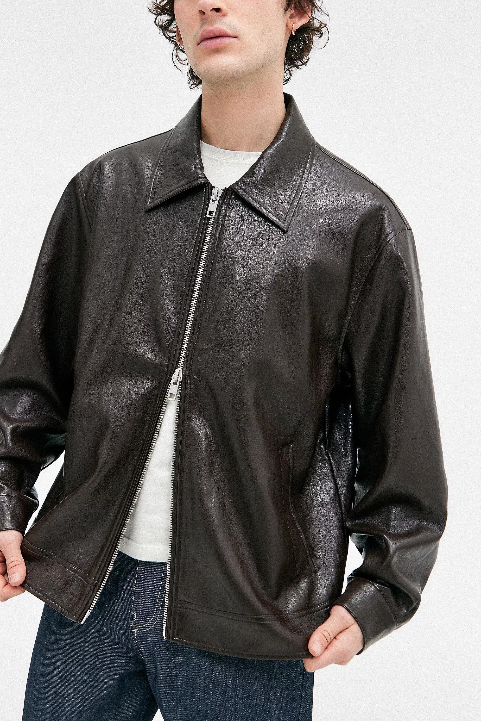 Brown Bdg Faux Leather Jacket, , large image number 3