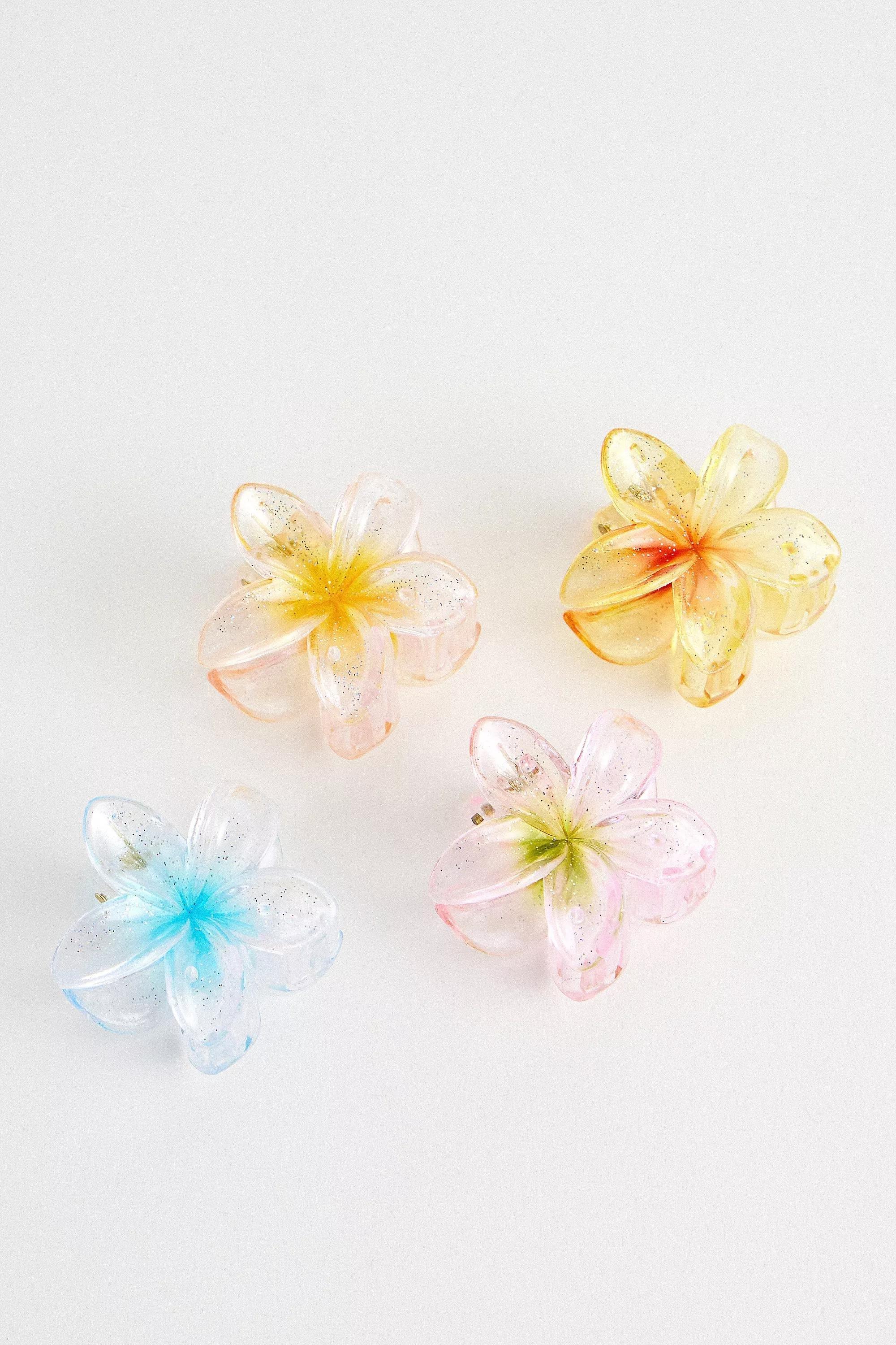 Multicolour Mini Flower Claw Clips, Set Of 4, ASSORT, large image number 0
