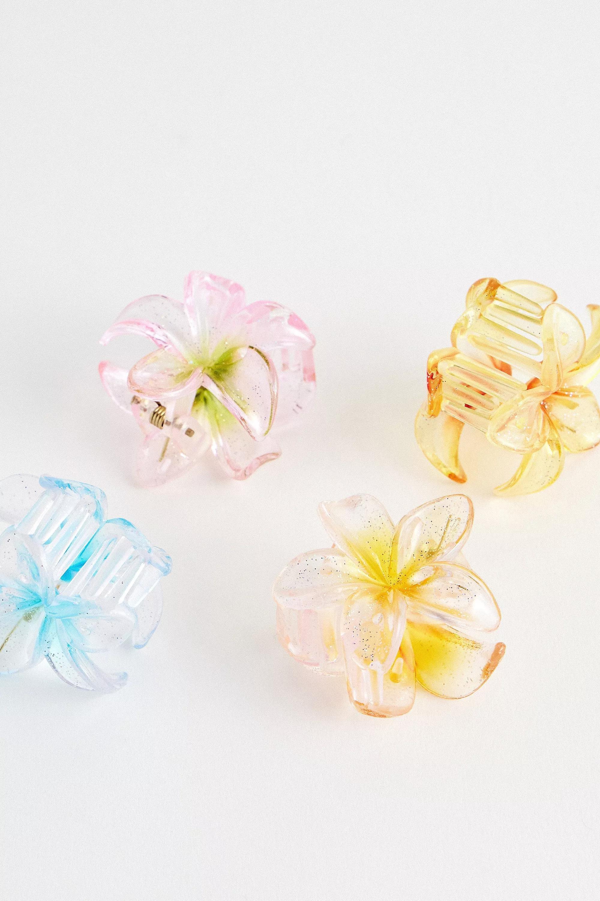 Multicolour Mini Flower Claw Clips, Set Of 4, ASSORT, large image number 2