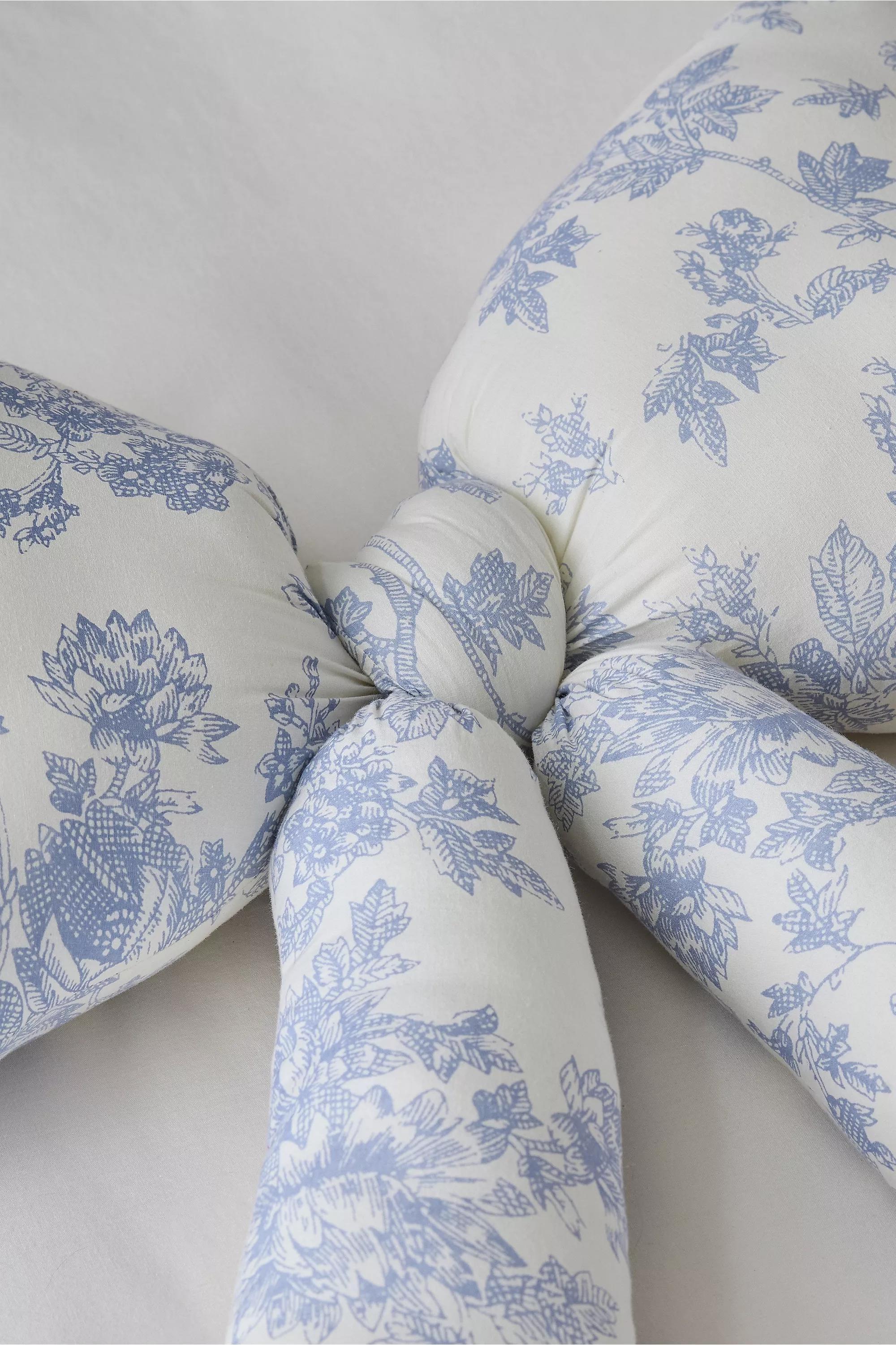 Blue Toile Print Bow Cushion, LT BLUE, large image number 2