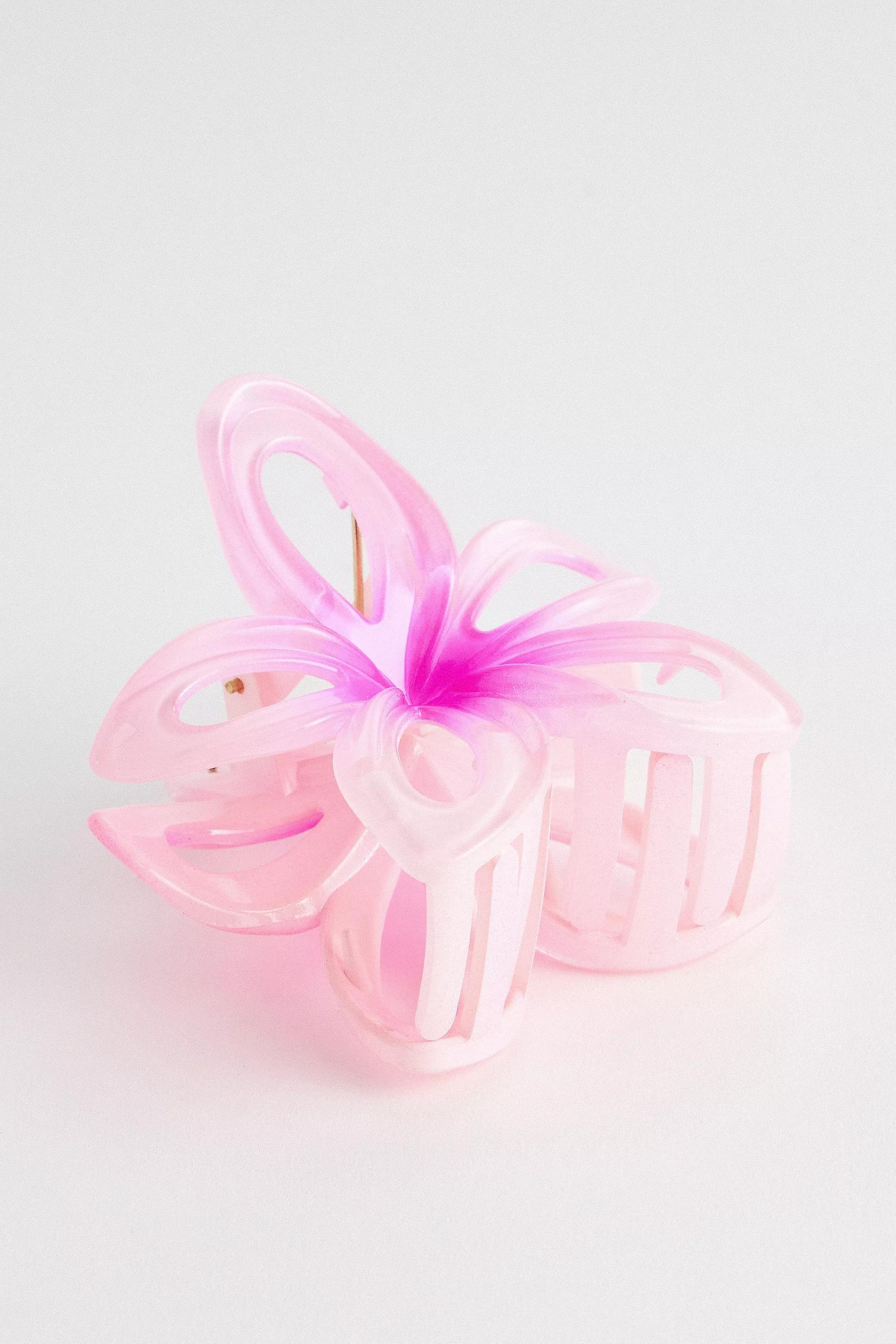 Pink Flower Cut-Out Claw Clip, PINK, large image number 1