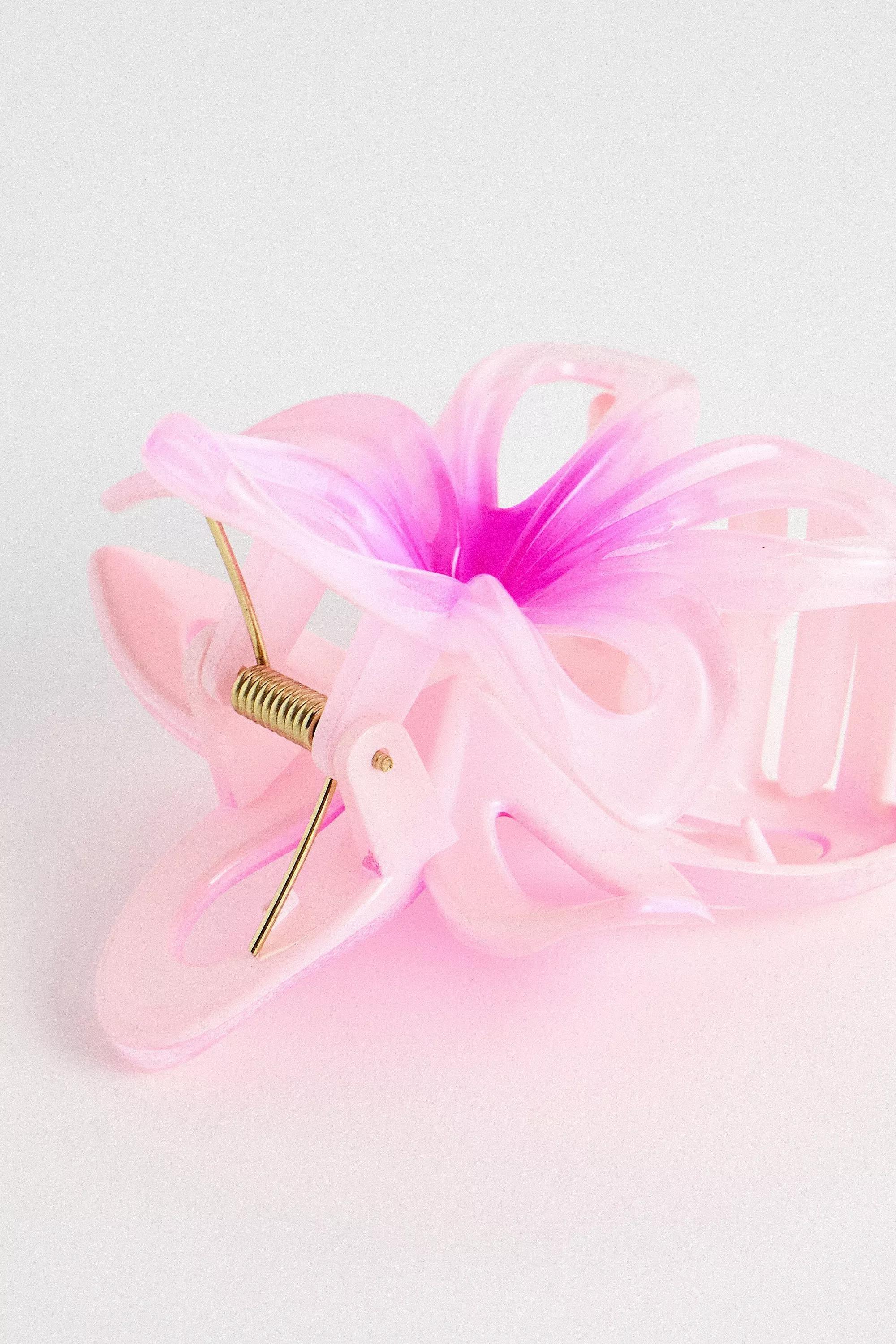 Pink Flower Cut-Out Claw Clip, PINK, large image number 2