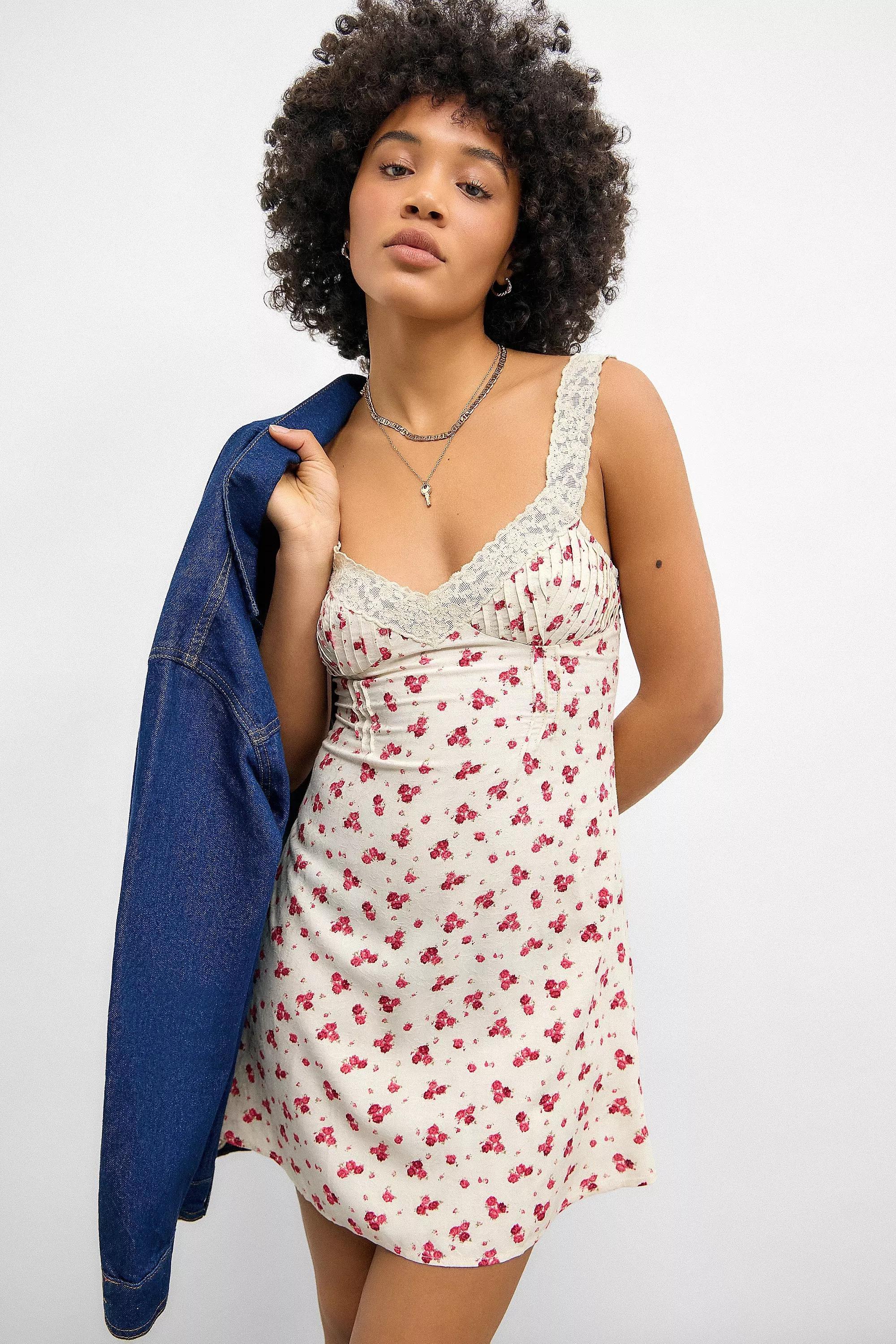 Cream Light Before Dark Floral Printed Dress, , large image number 1