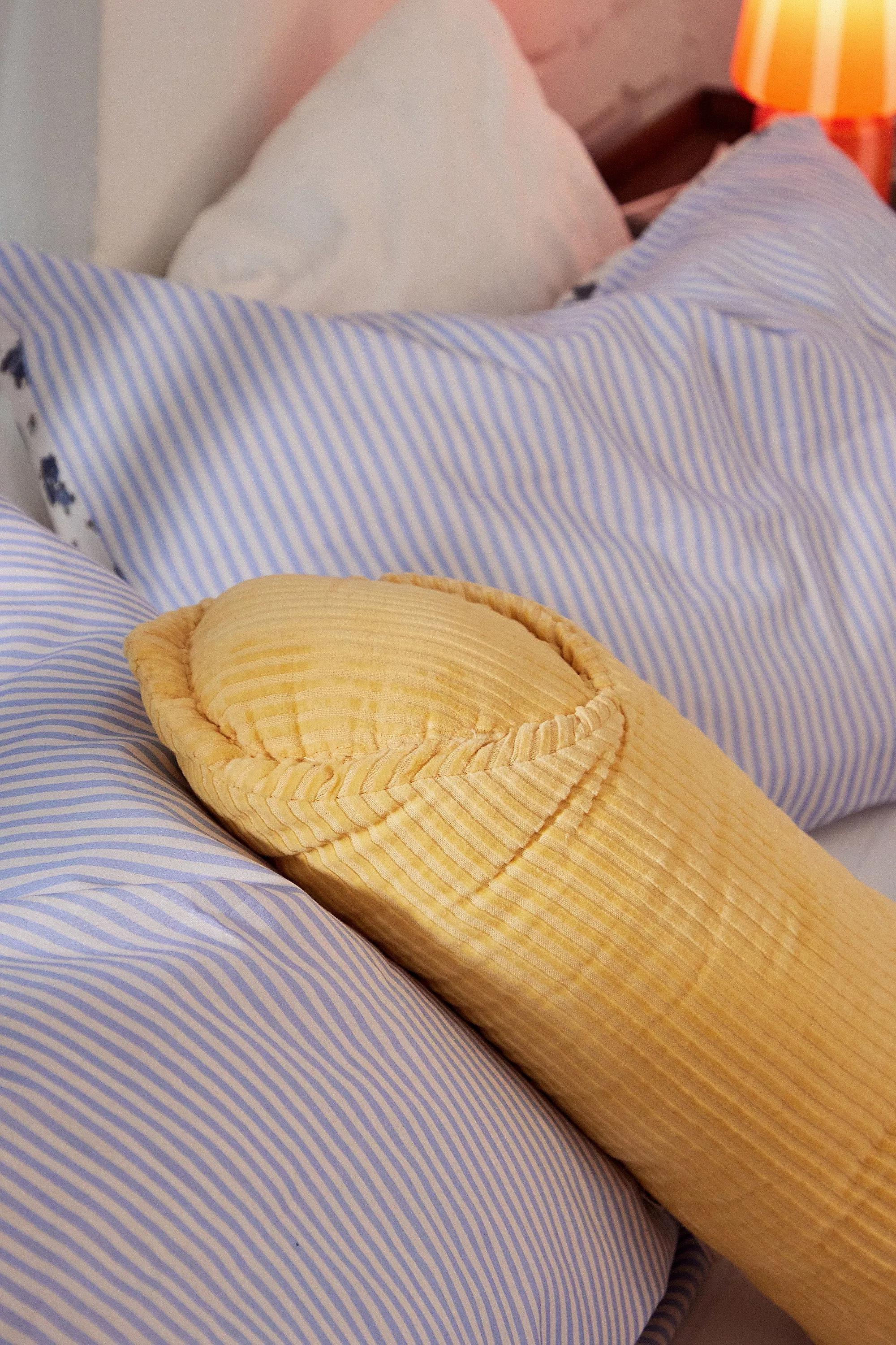 Yellow Penne Pasta Cushion, YEL, large image number 1
