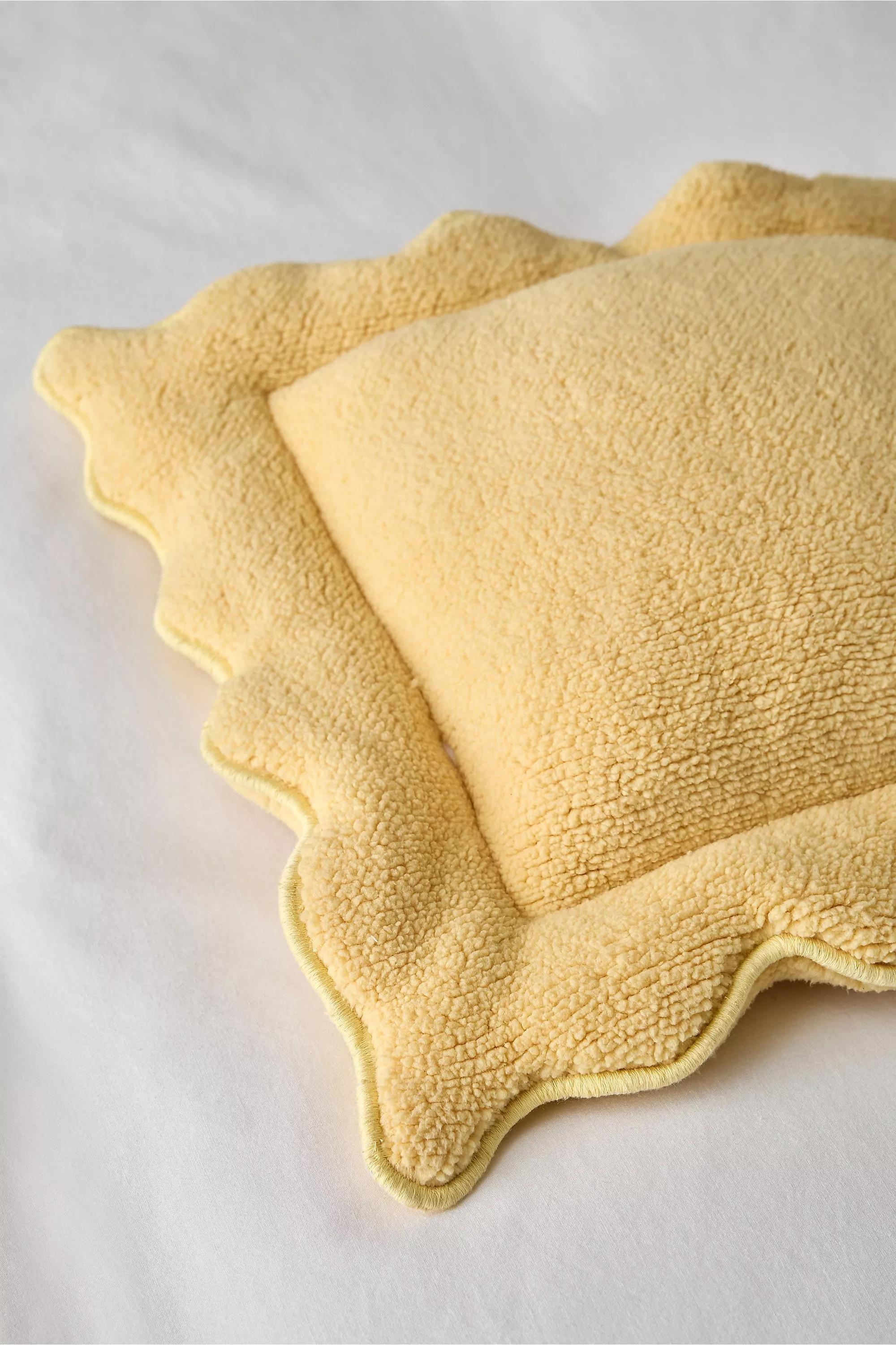 Yellow Pasta Shape Plush Textural Throw Pillow, YEL, large image number 2
