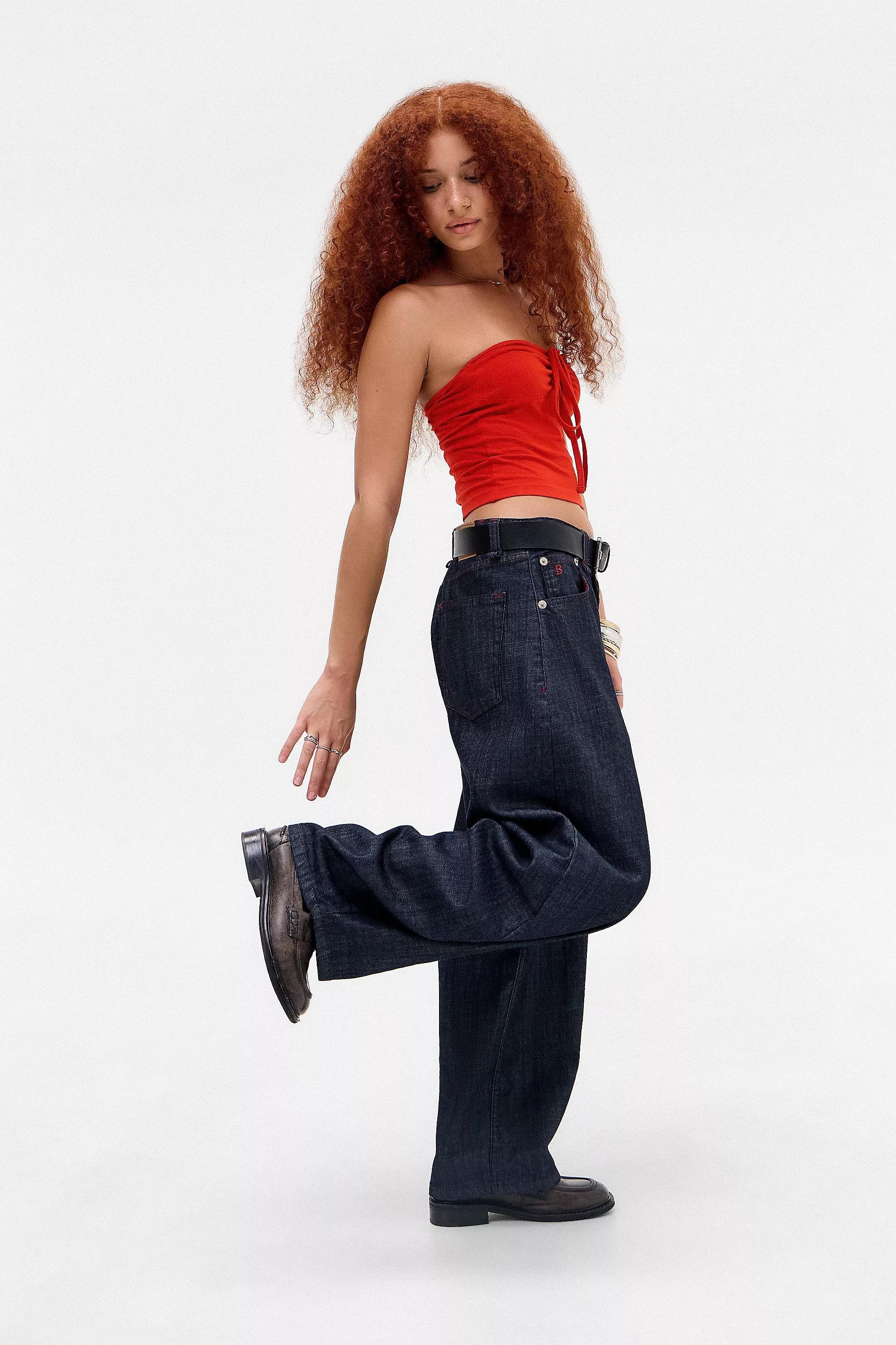Red Uo Danni Ruched Bandeau Top, RED, large image number 2