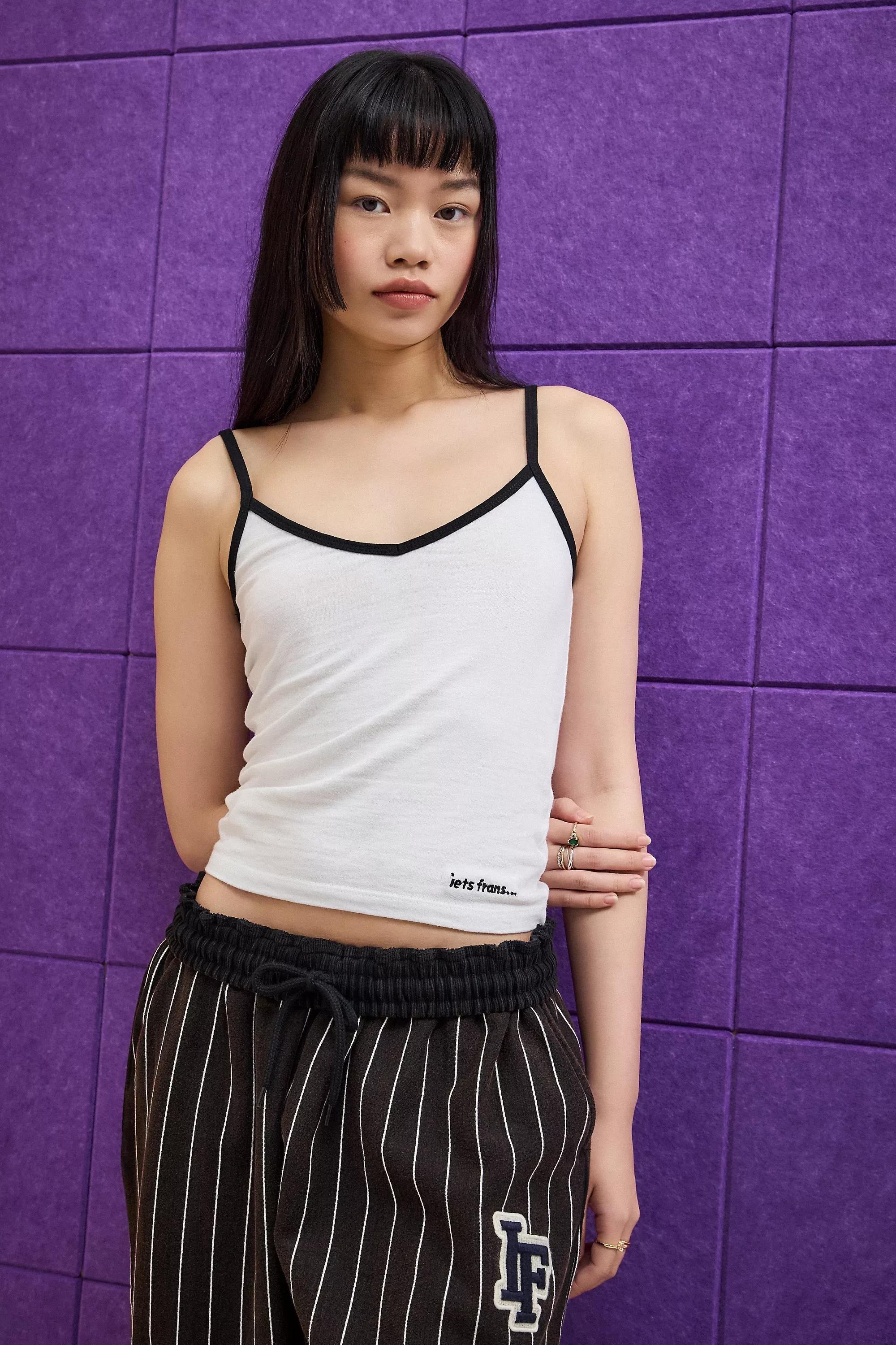 White Iets Frans... Leo V-Neck Cami Top, WHT, medium