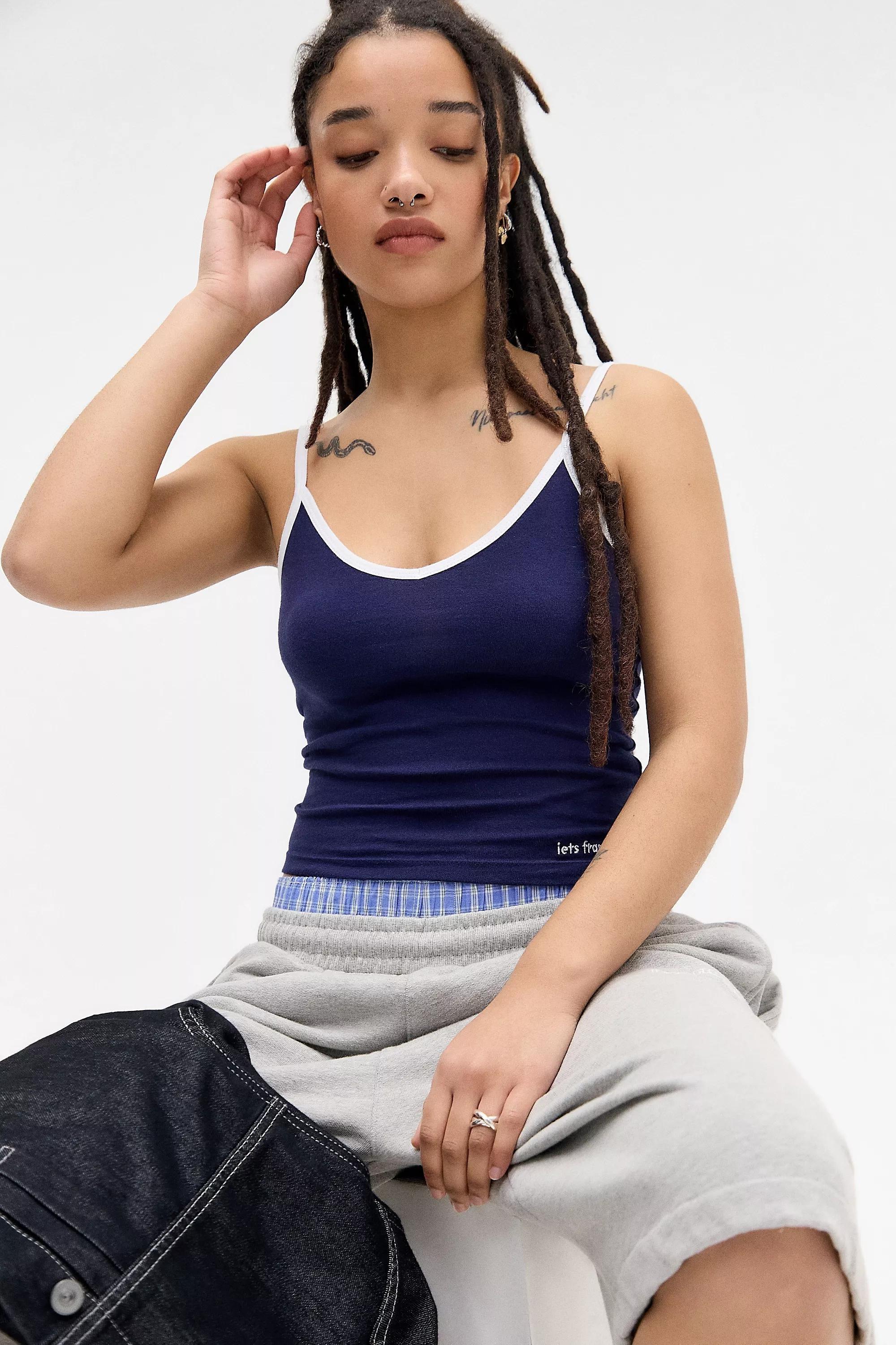 UO Leo V-Neck Tank Top, NAVY, large image number 1