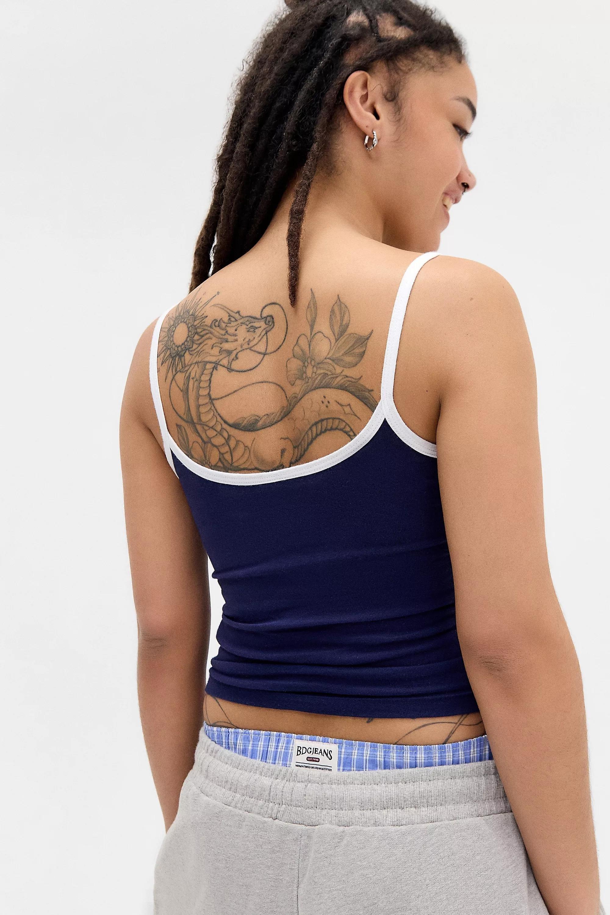 UO Leo V-Neck Tank Top, NAVY, large image number 3