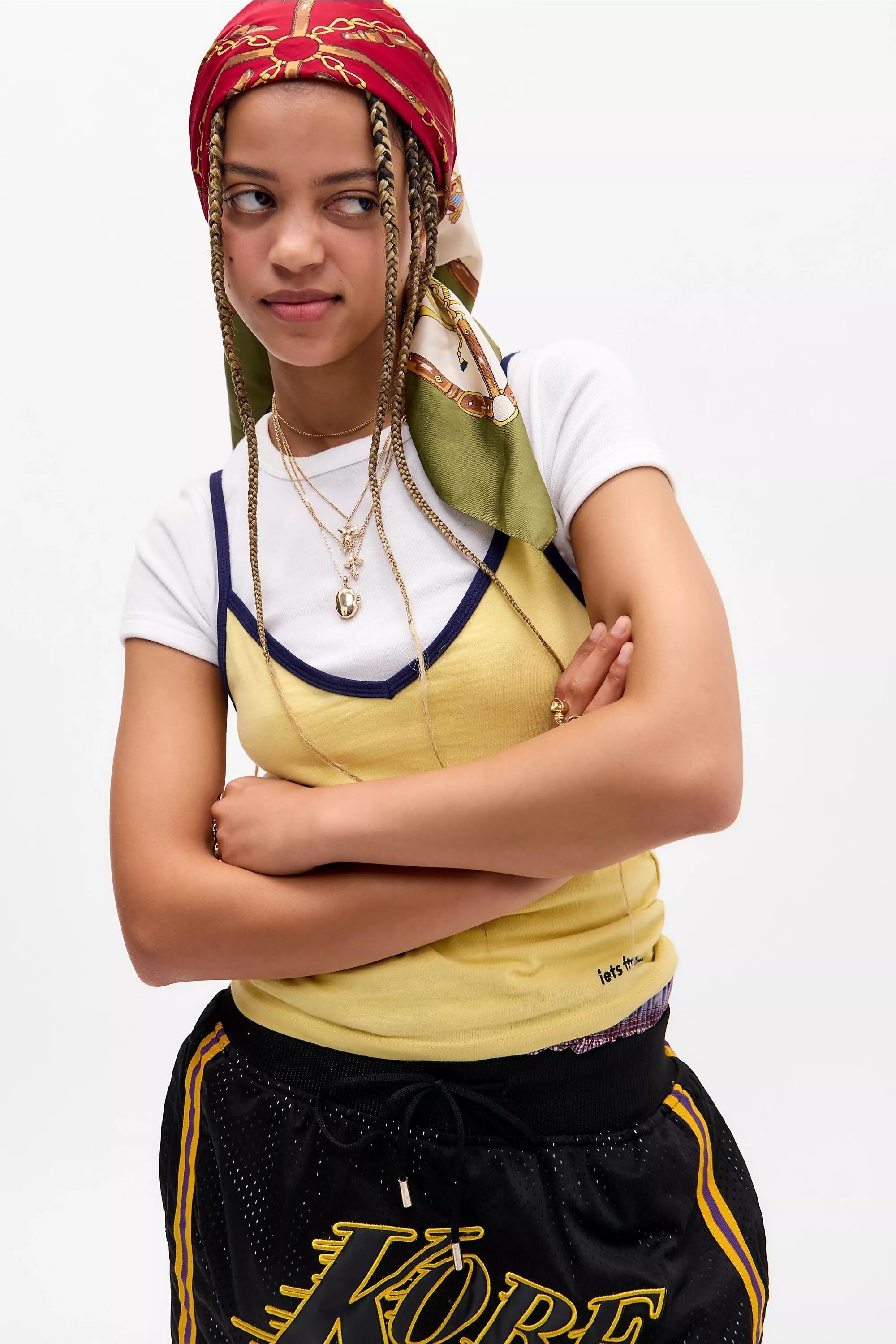 Yellow iets frans... Leo V-Neck Tank Top, YEL, large image number 4