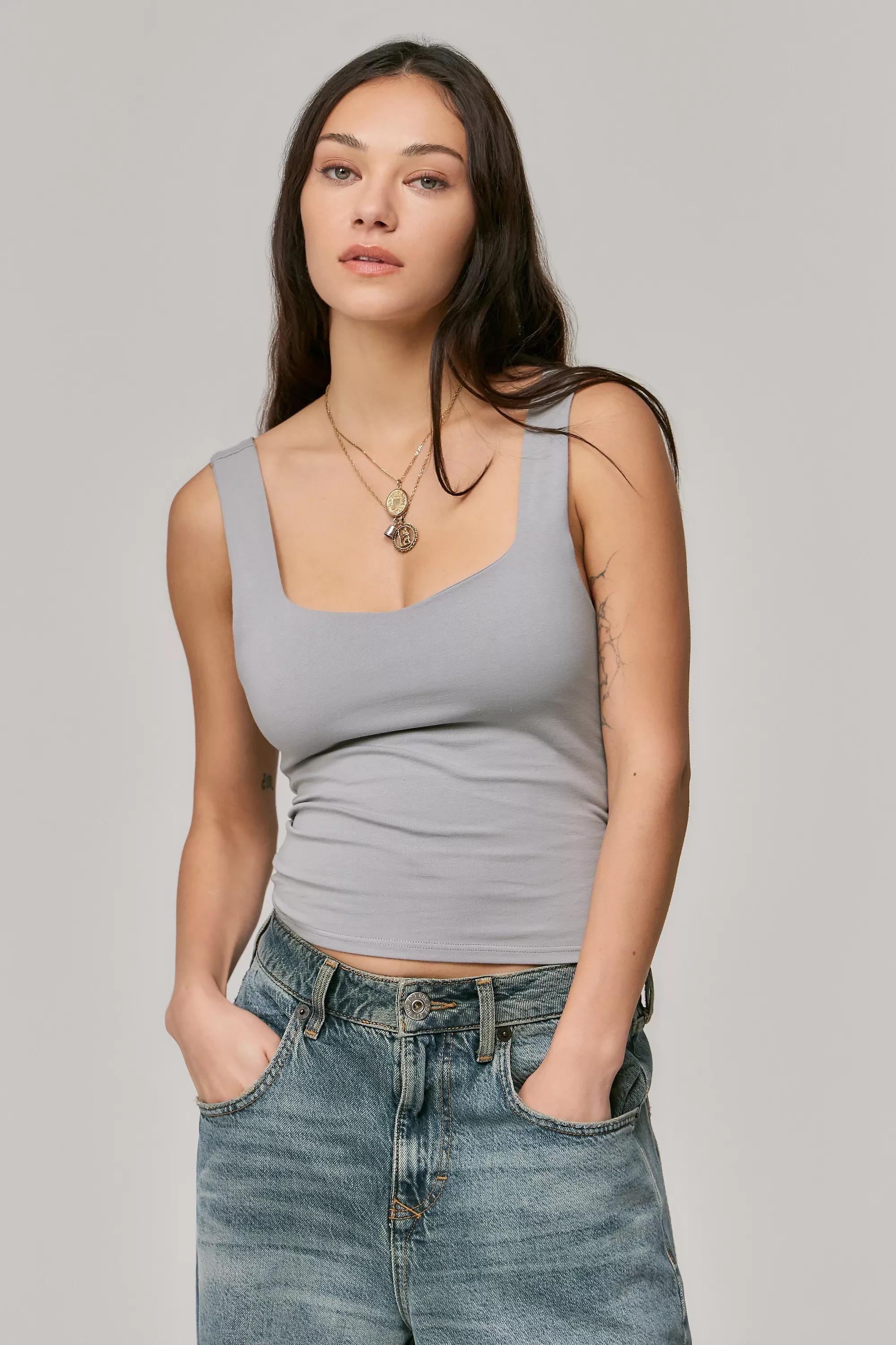 Grey Silence + Noise Cairo Built-In Bralette Tank Top, , large image number 0