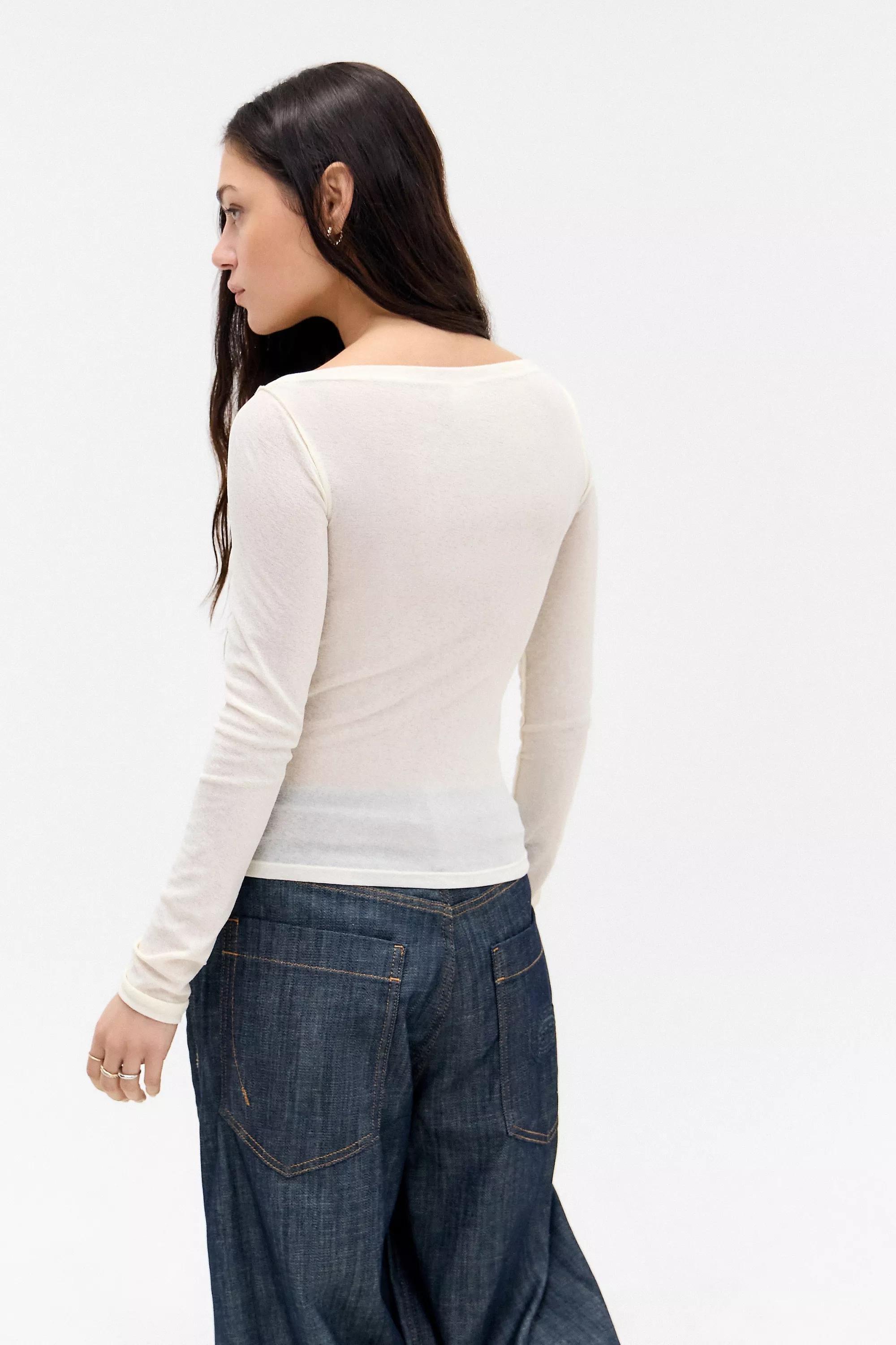 Cream Uo Frankie Slash Top, , large image number 3