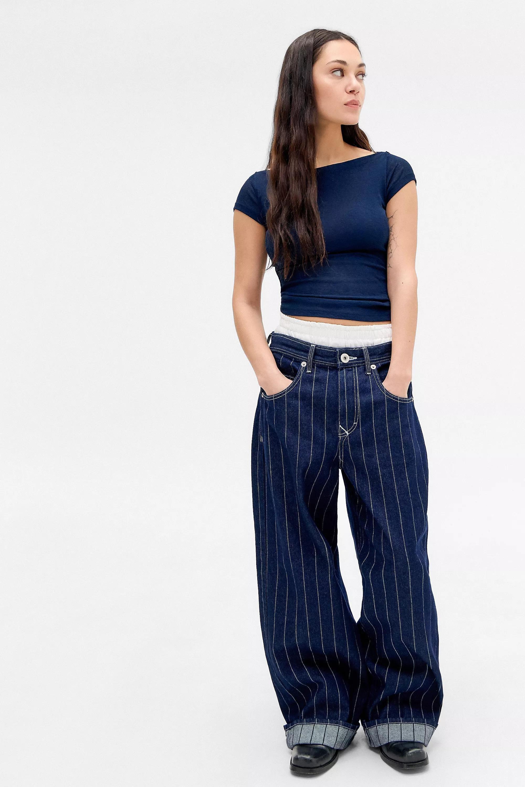 Navy Short Sleeve Slash Top, NAVY, large image number 1