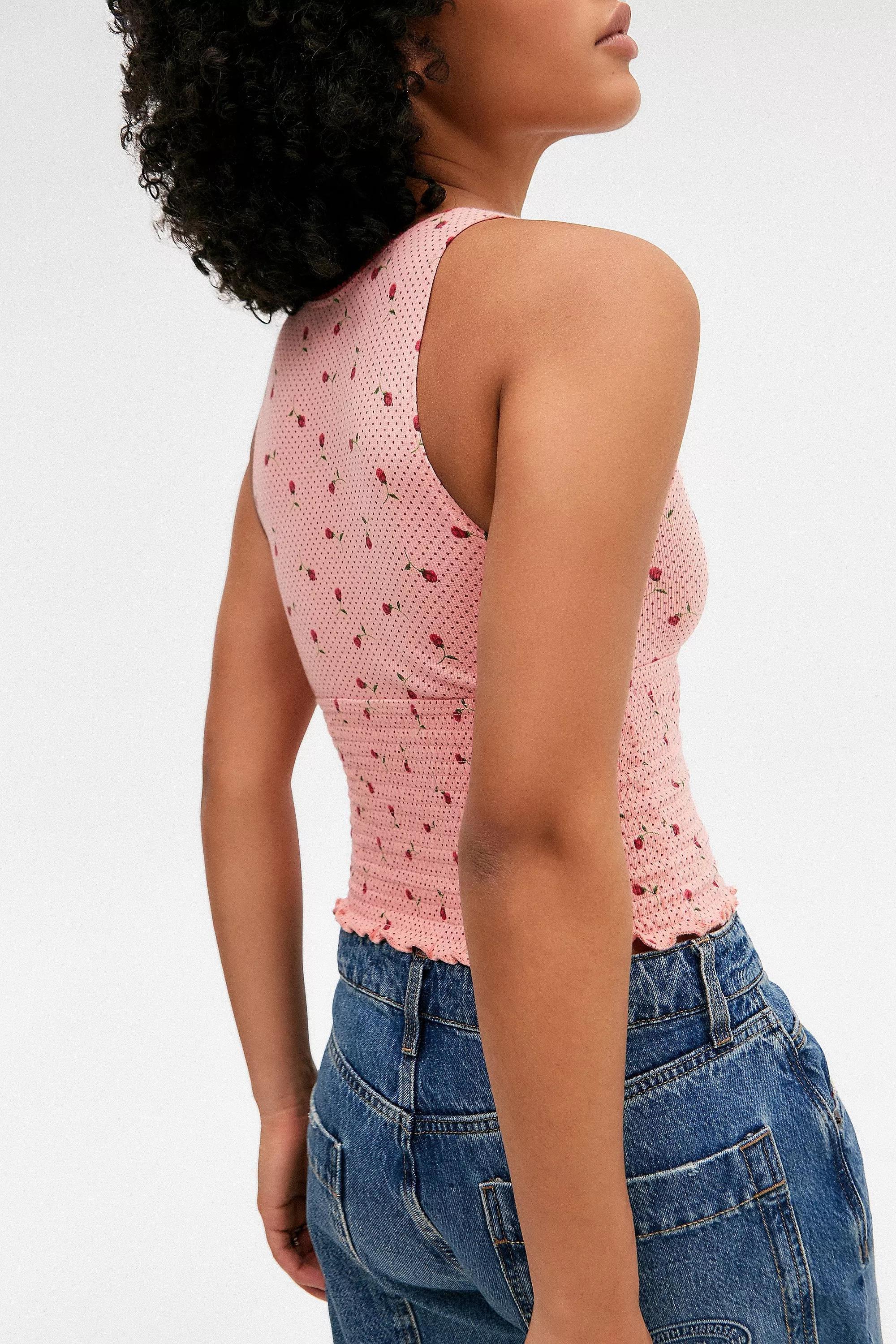 Pink Kimchi Blue Verity Shirred Floral Print Top, , large image number 3