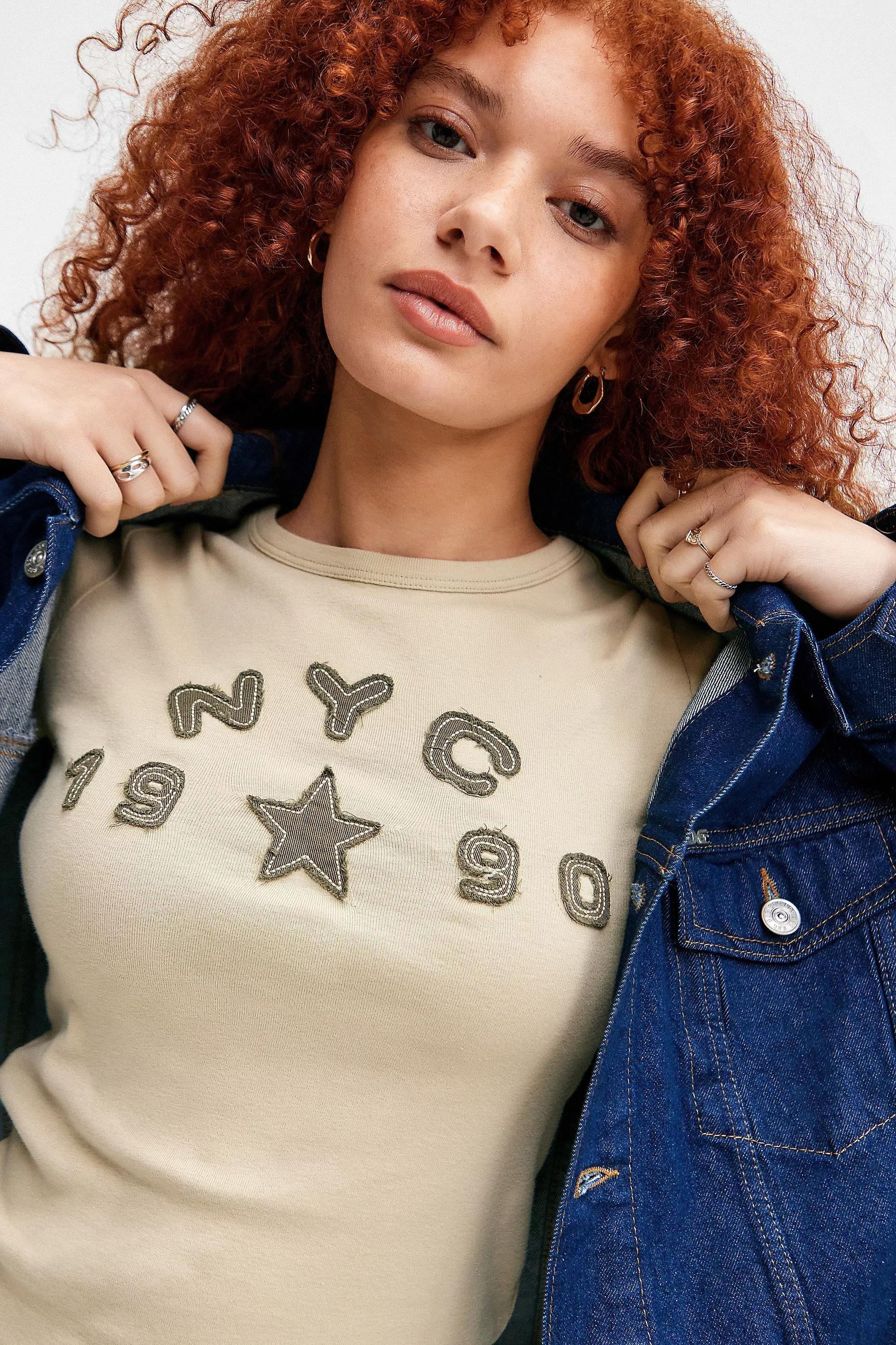 Beige Bdg Nyc 1990 Long Sleeve Baby T-Shirt, , large image number 1