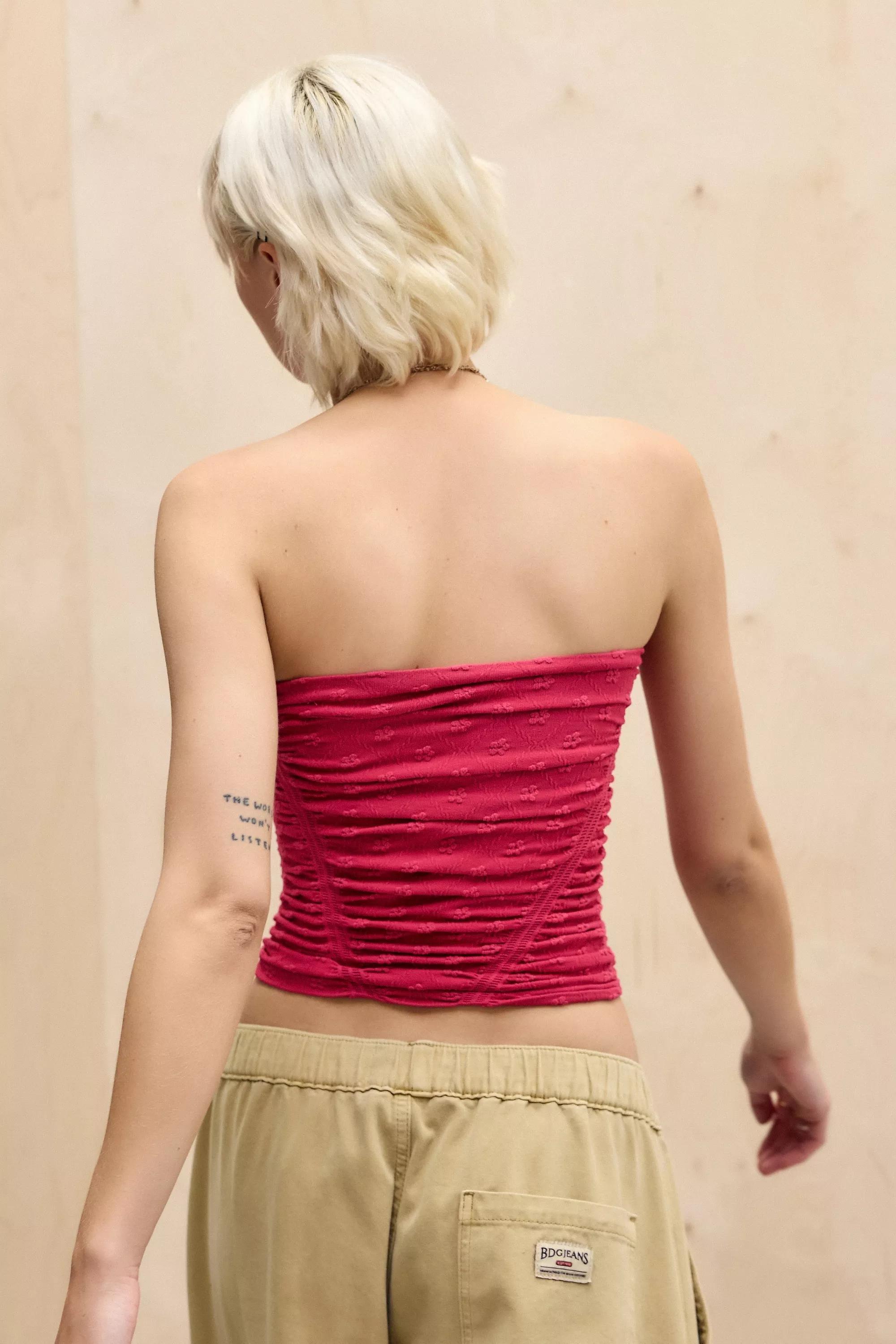 Red Berry Ruched Tapestry Bandeau, , large image number 3