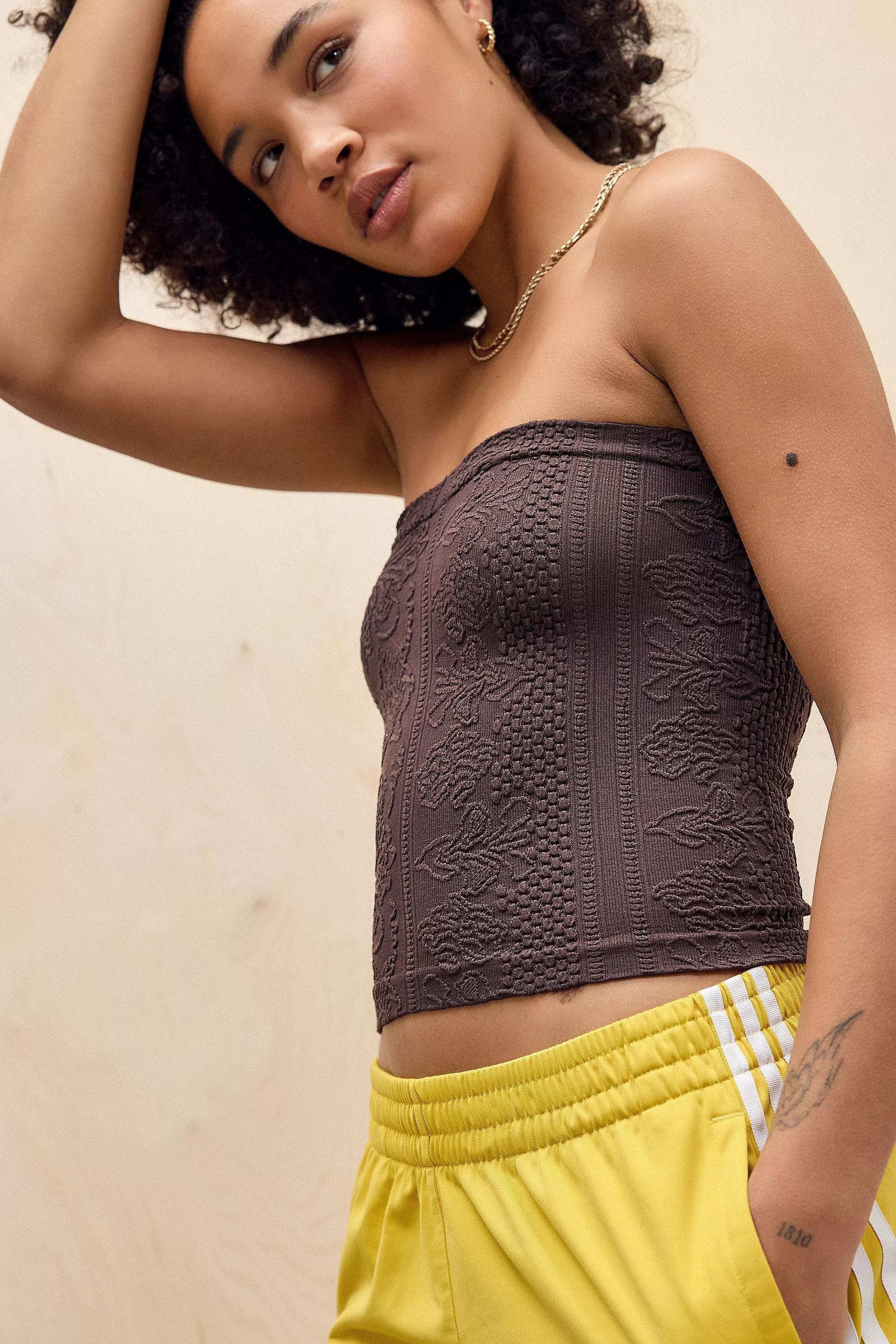 Brown Out From Under Bandeau Tapestry Top, , large image number 0
