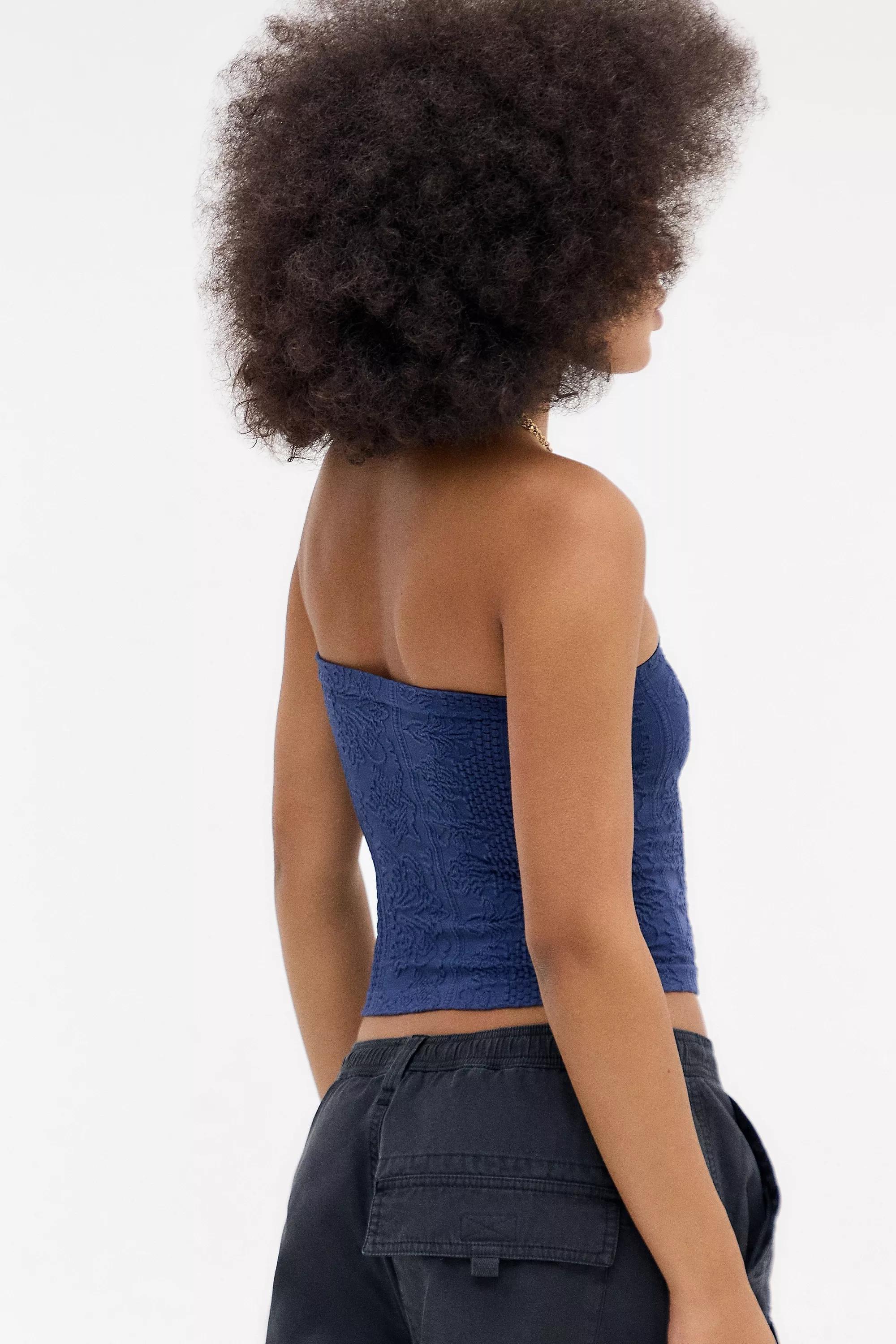 Navy Out From Under Bandeau Tapestry Top, , large image number 3