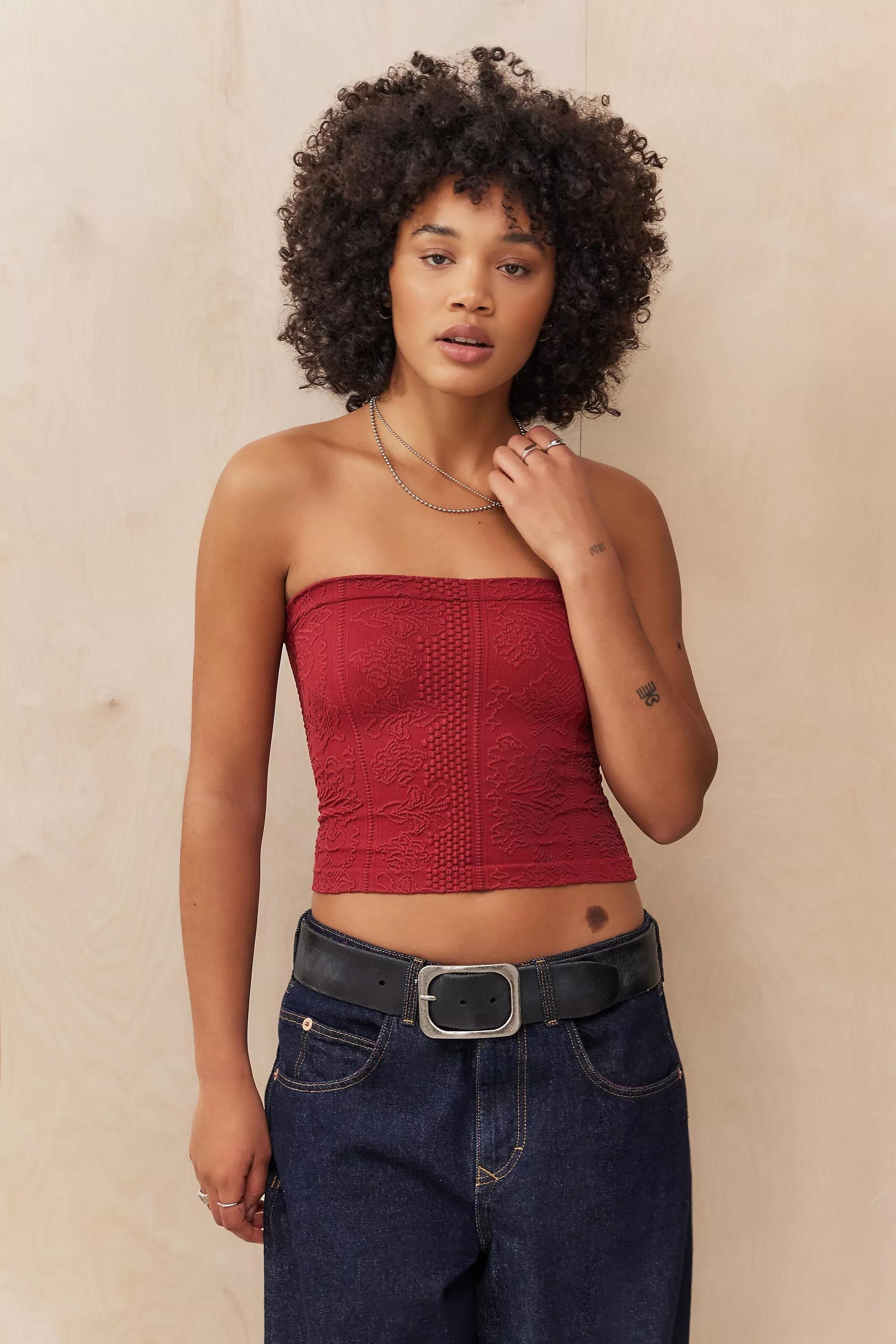 Red Out From Under Bandeau Tapestry Top, , large image number 0