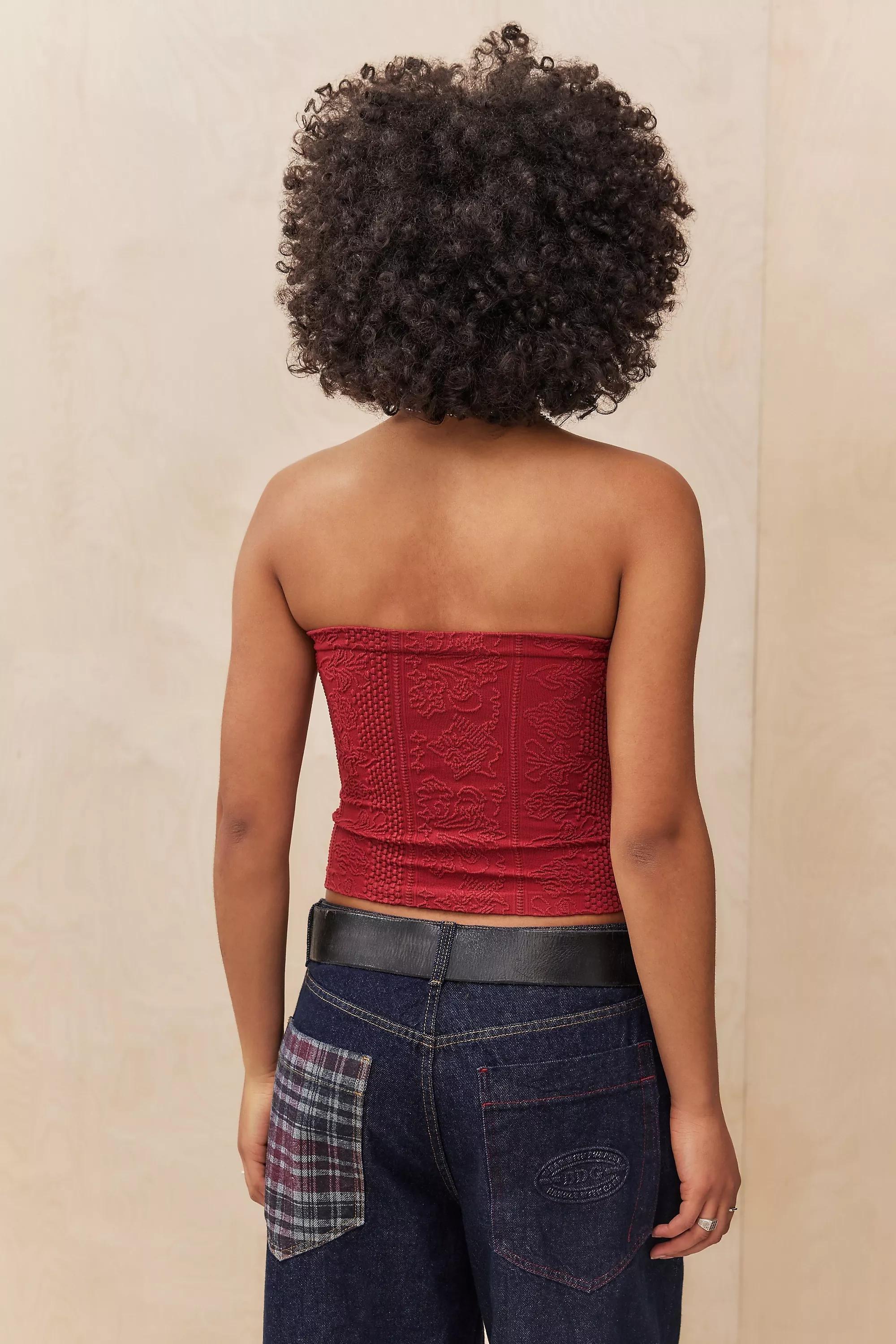 Red Out From Under Bandeau Tapestry Top, , large image number 3