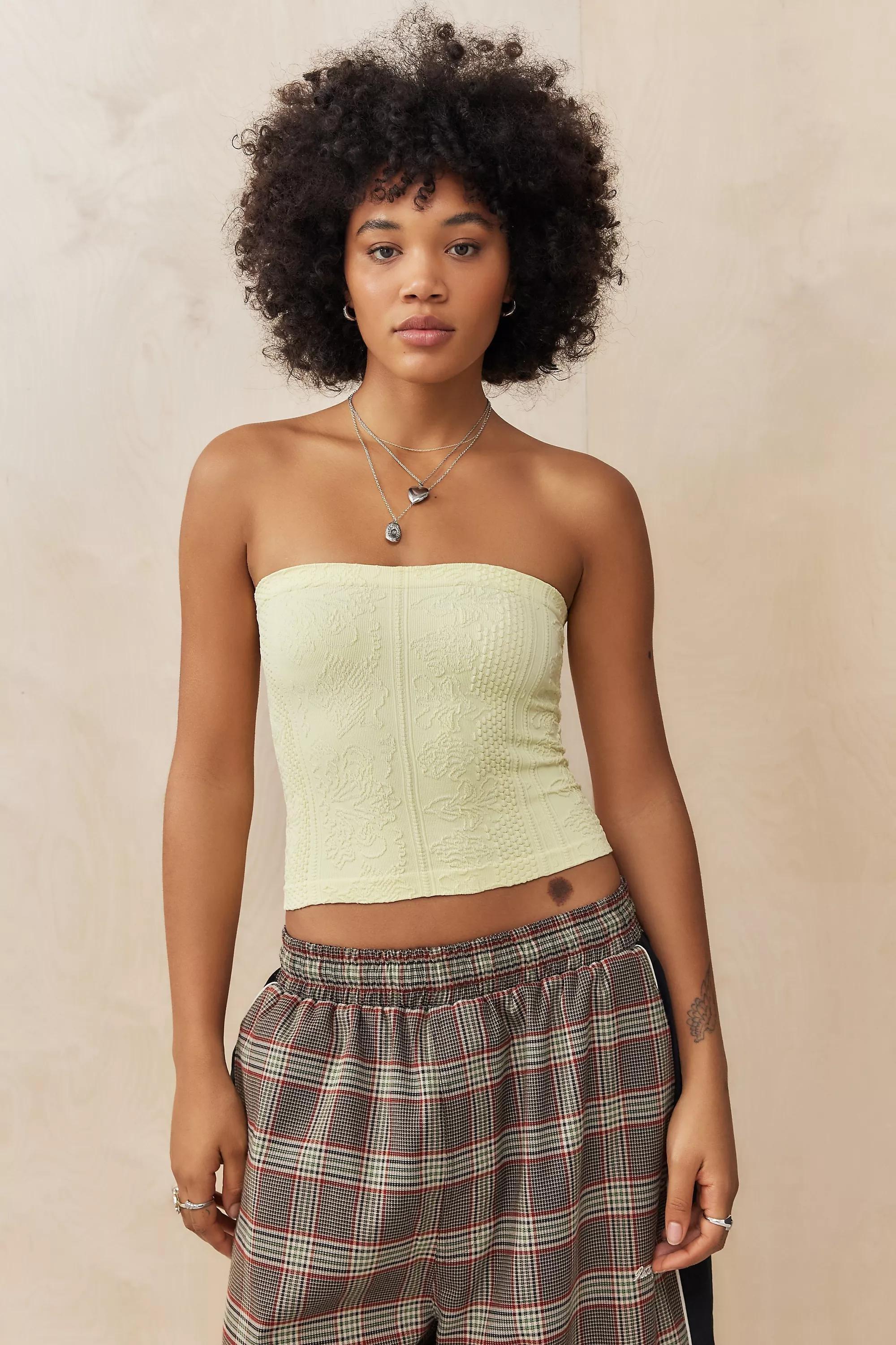 Yellow Out From Under Bandeau Tapestry Top, , large image number 0