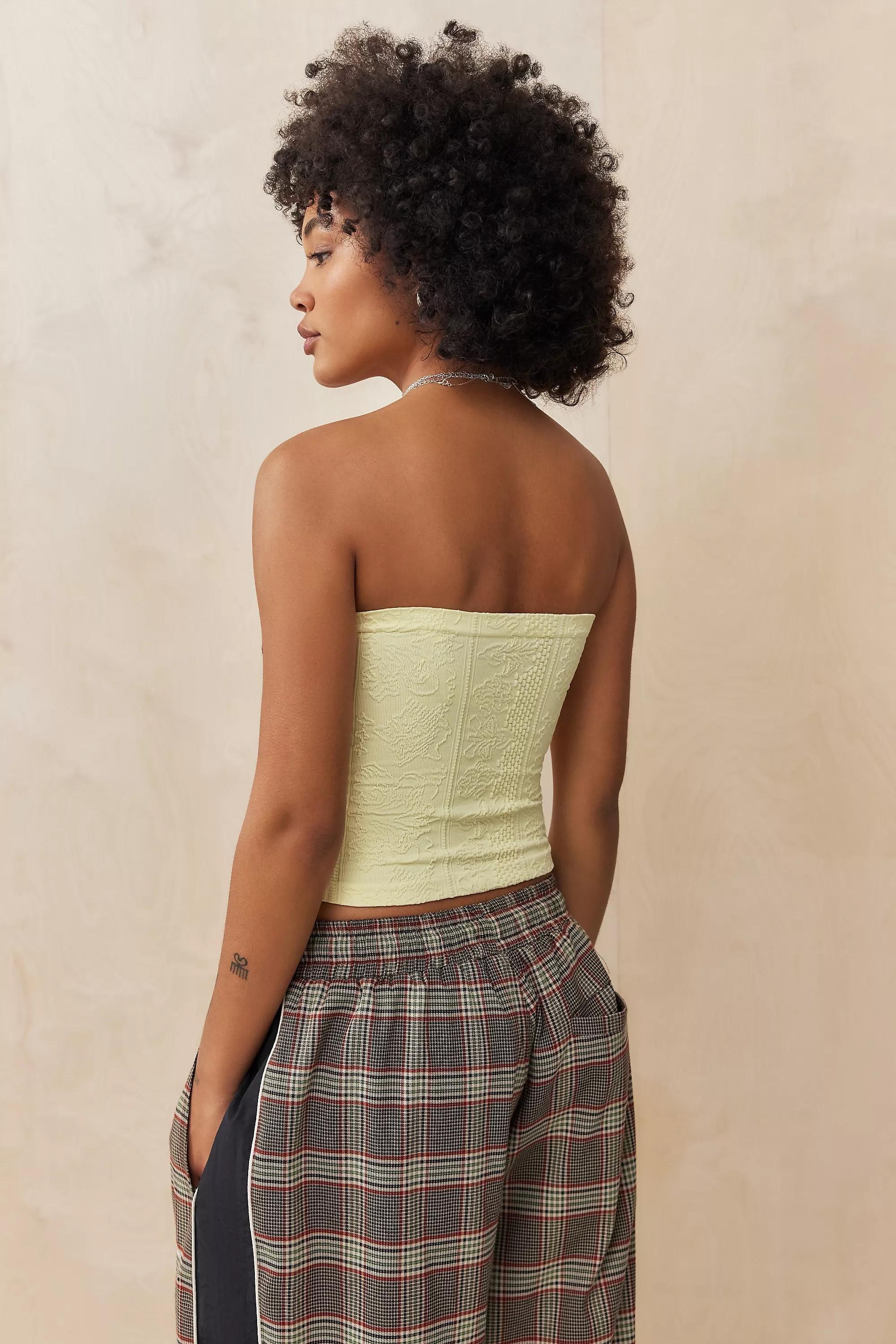 Yellow Out From Under Bandeau Tapestry Top, , large image number 3