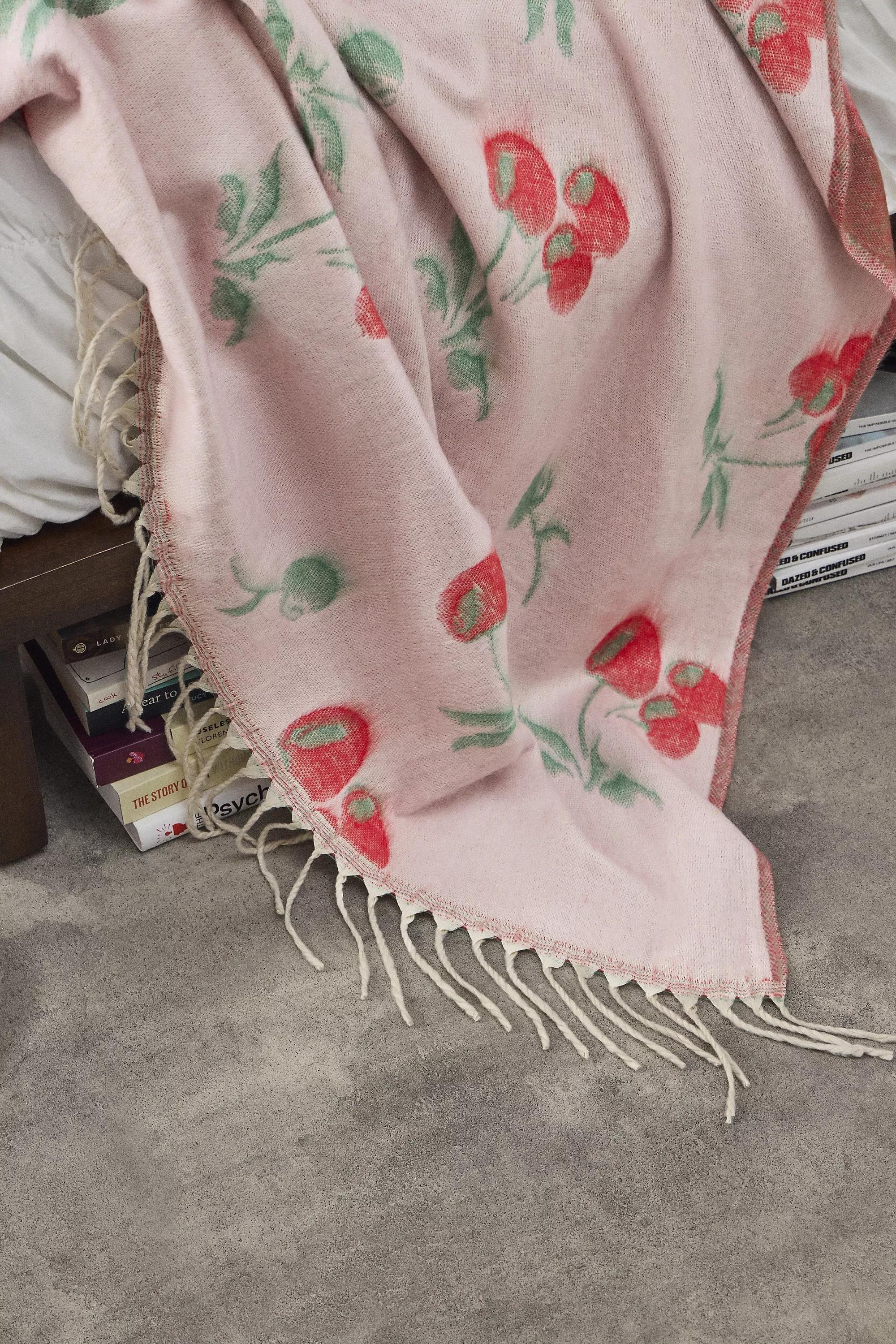 Pink Cherry Art Throw, PINK, large image number 4