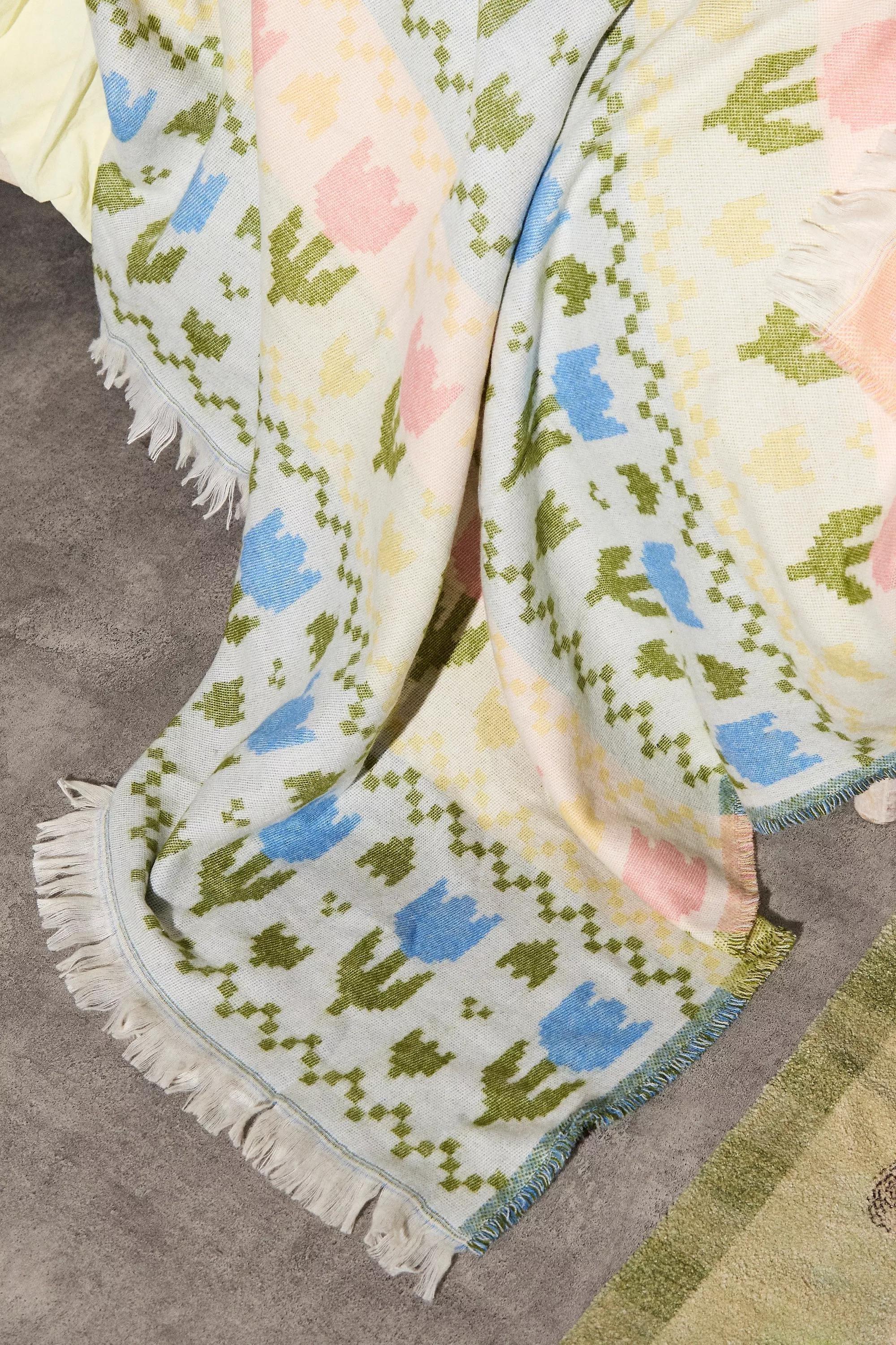 Multicolour Tulip Art Throw, ASSORT, large image number 1