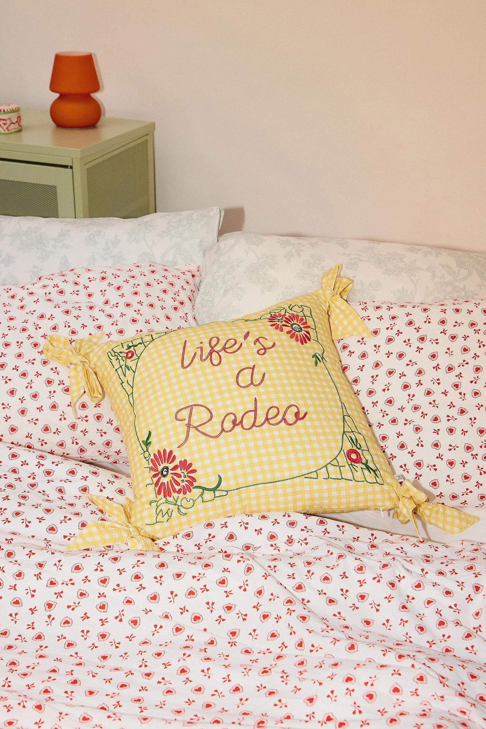 Yellow Printed Cushion, , medium