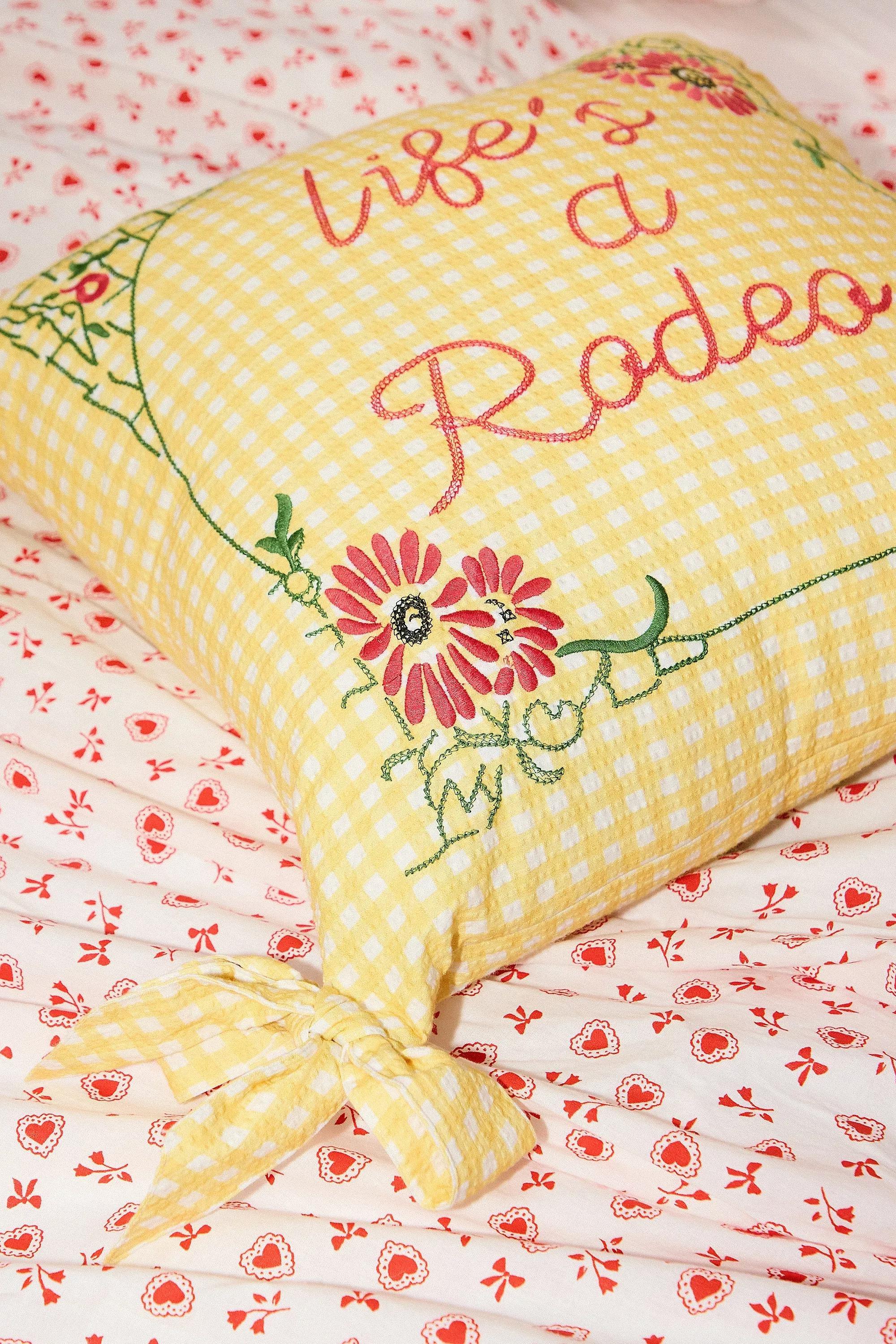 Yellow Printed Cushion, A301_0272, large image number 1