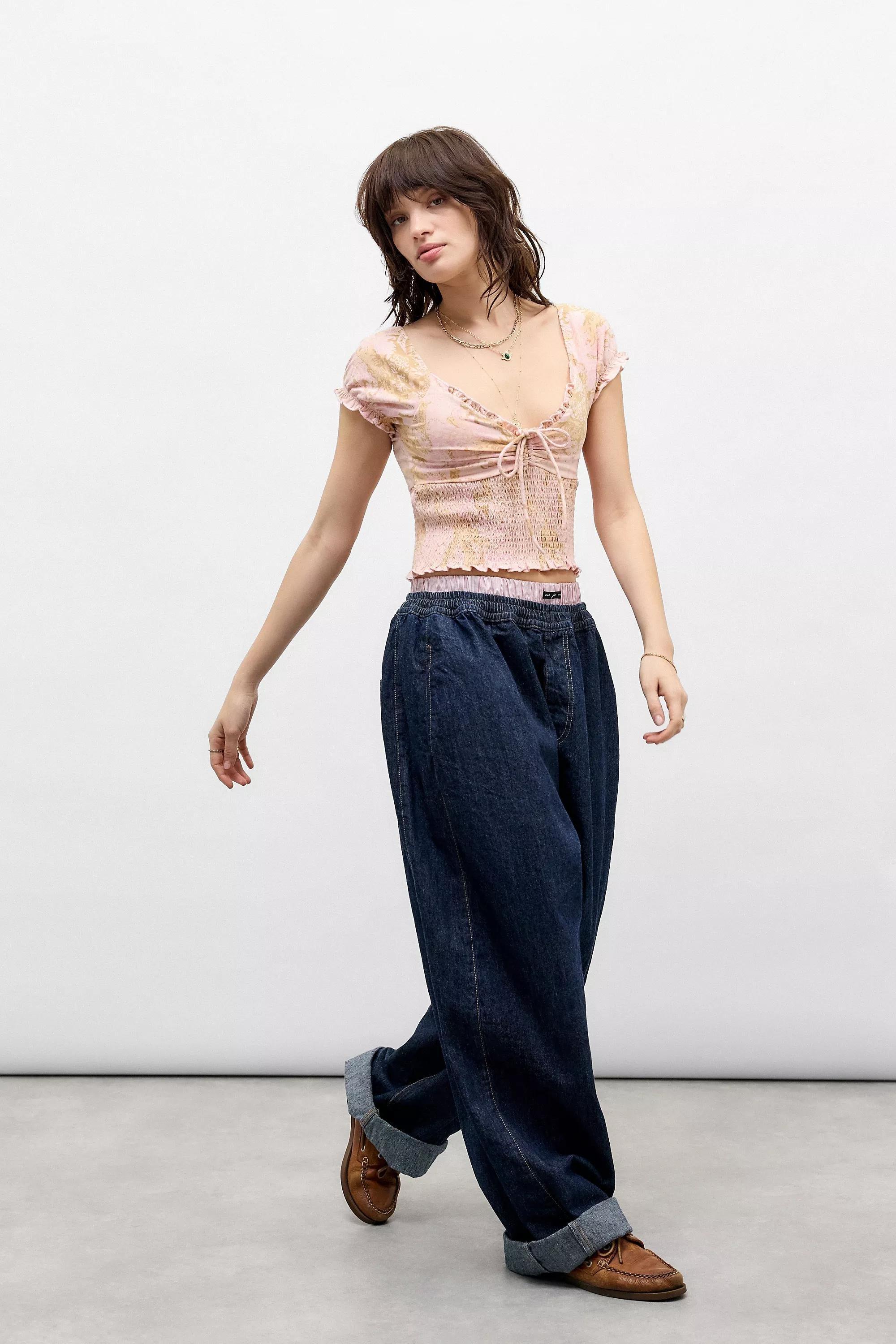 Pink Kimchi Blue Sydney Print Cap Sleeve Top, , large image number 1