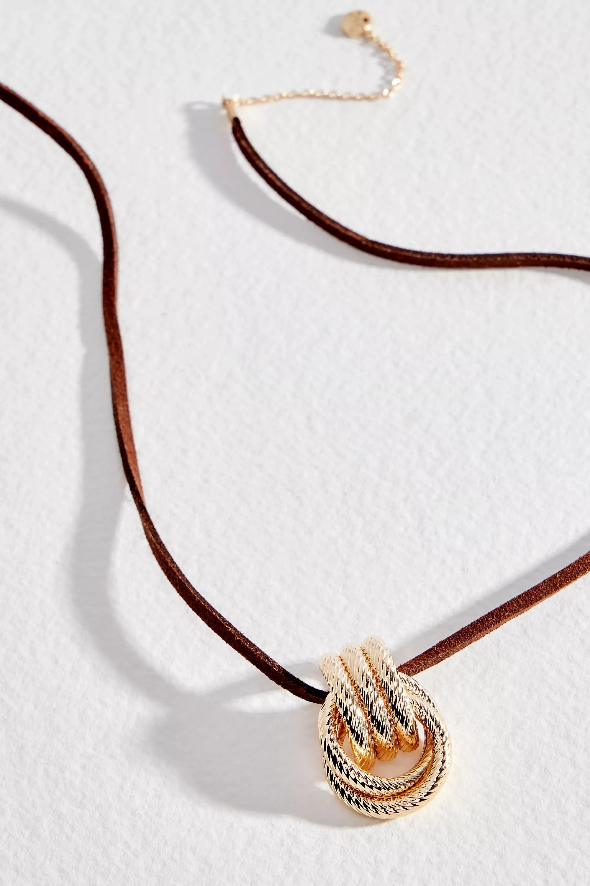 Gold Silence + Noise Chocolate Cord Knot Loop Necklace, GOLD, large image number 0