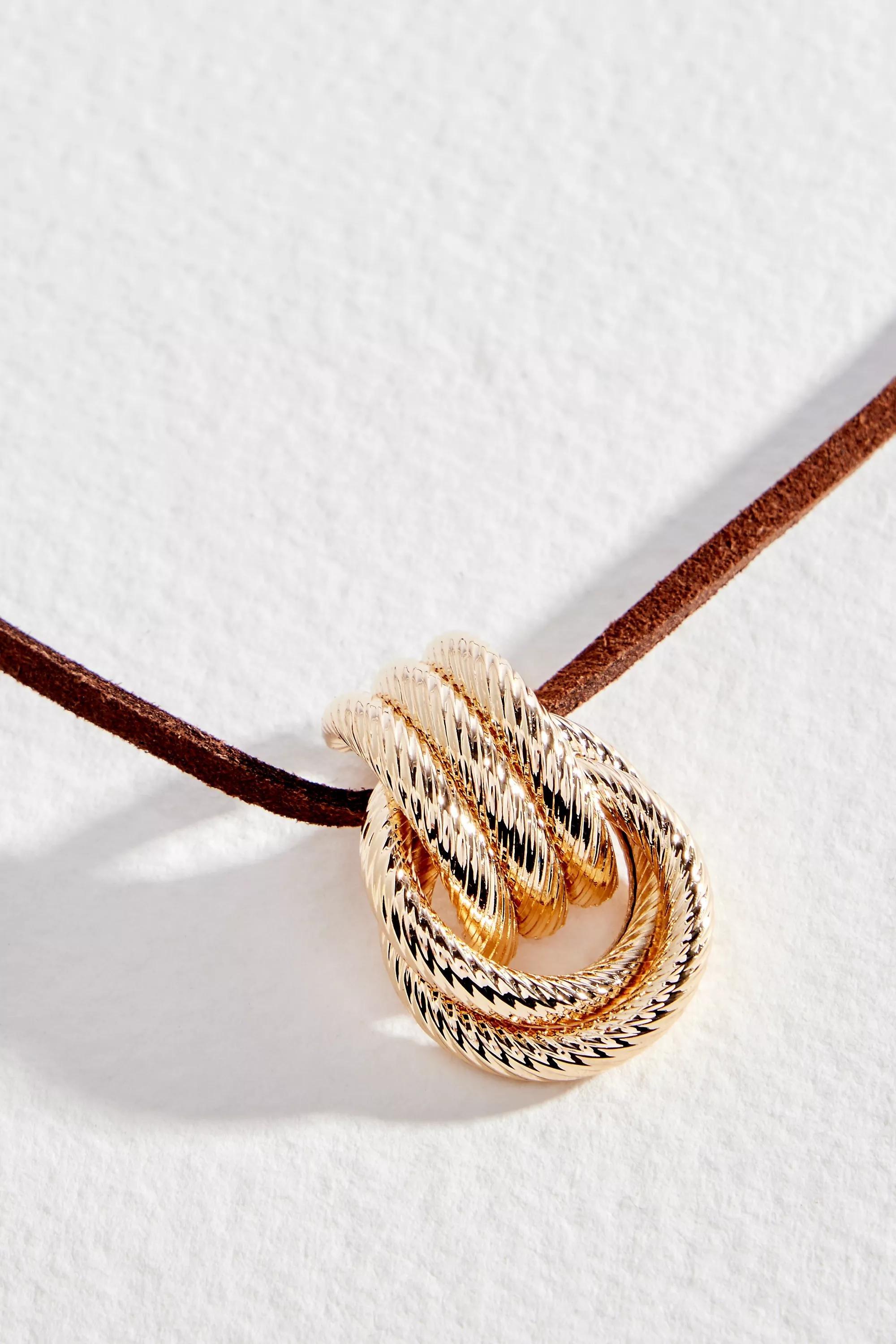 Gold Silence + Noise Chocolate Cord Knot Loop Necklace, GOLD, large image number 2