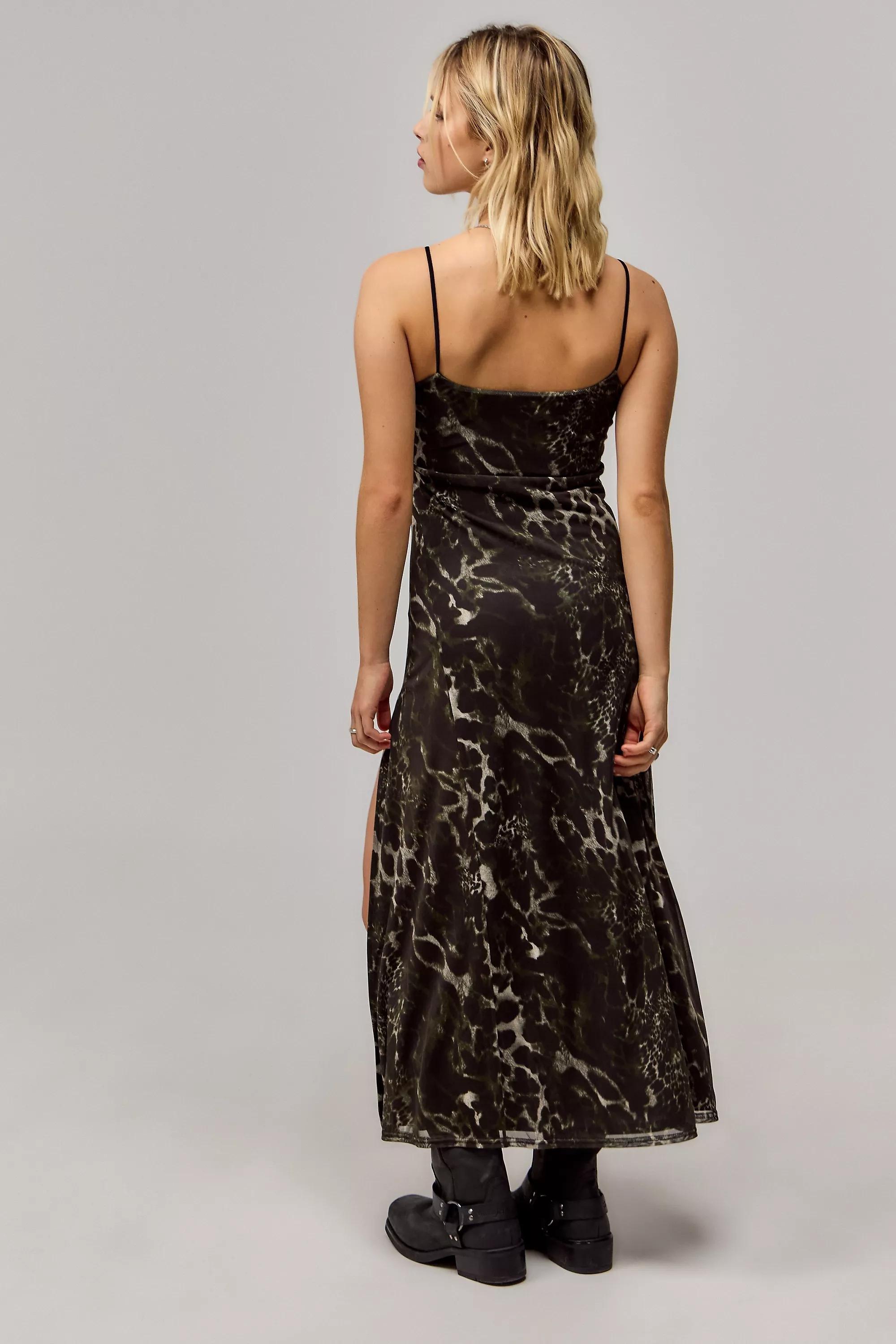 Khaki Uo Leopard Camo Mesh Maxi Dress, , large image number 2