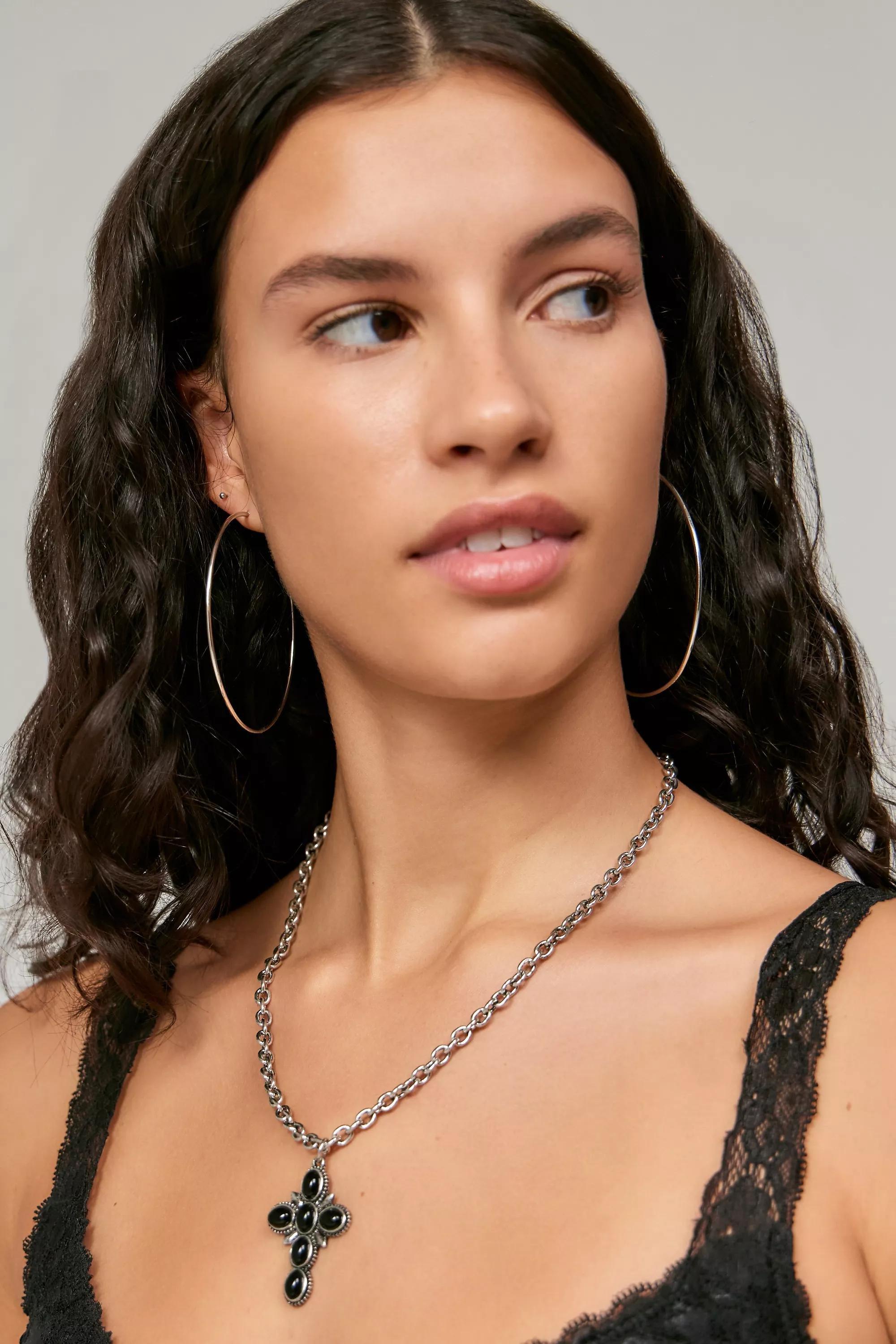 Silver Uo Entry Xl Hoop Earrings, SLVR, large image number 1