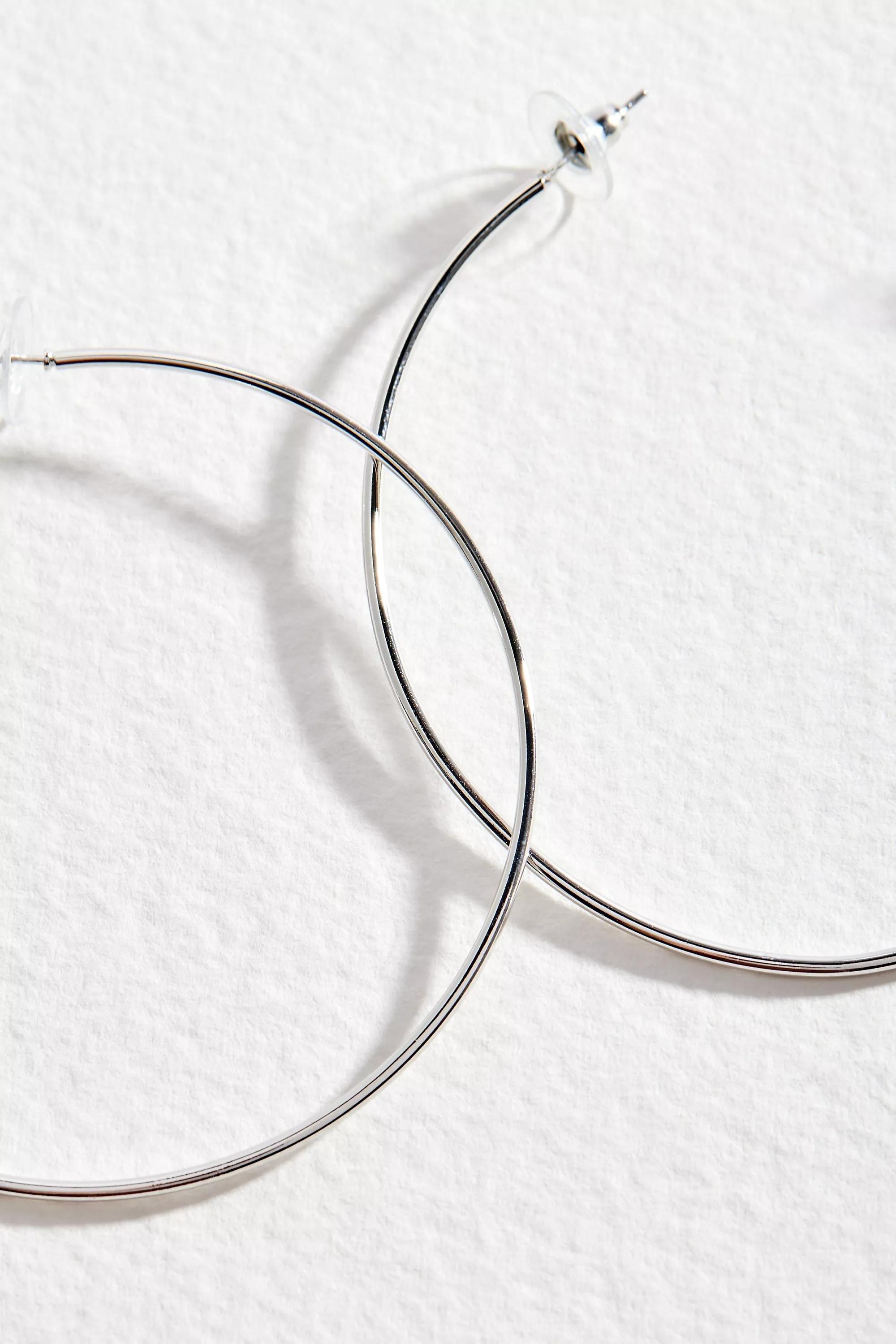 Silver Uo Entry Xl Hoop Earrings, SLVR, large image number 2