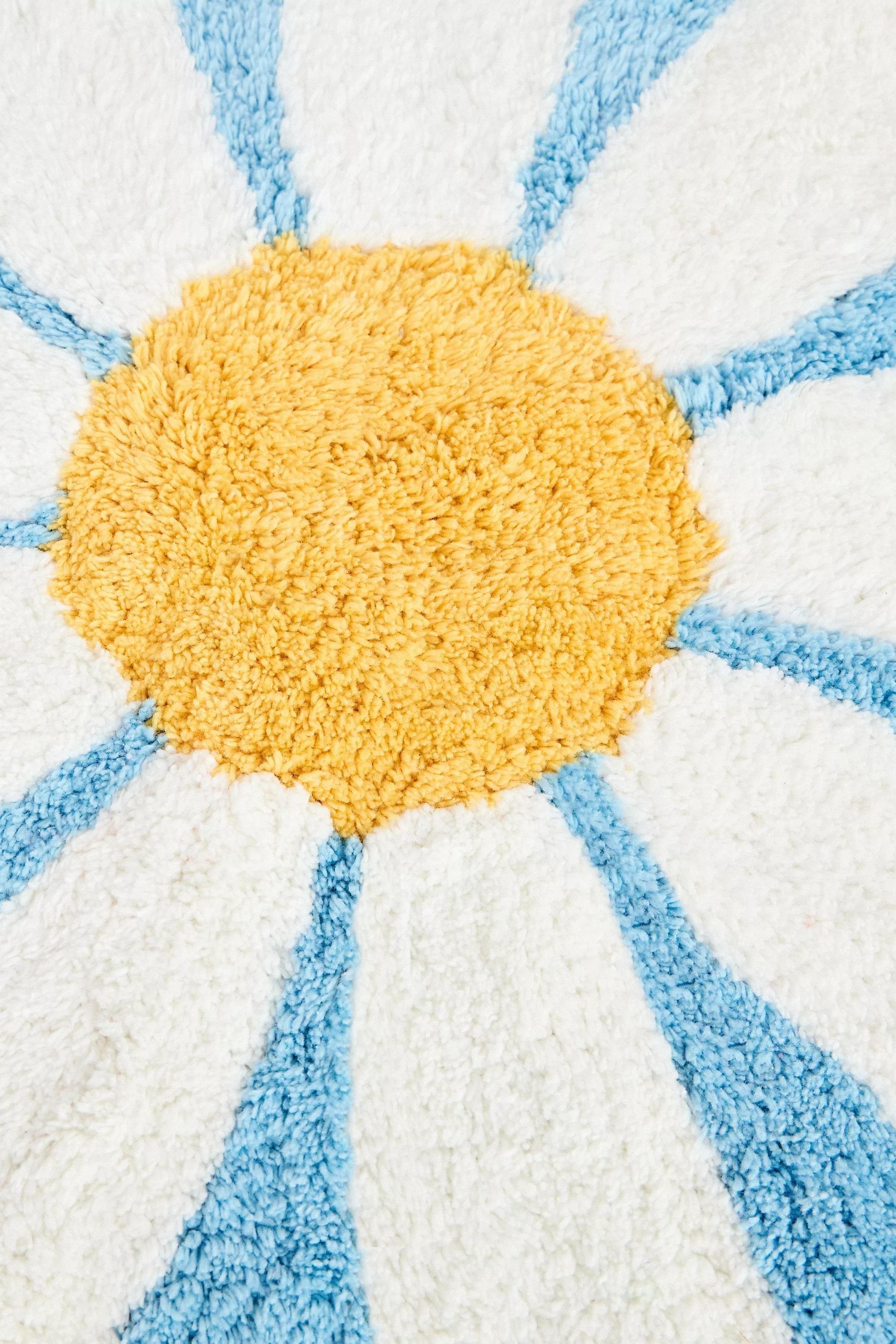 Blue Daisy Mini Bath Mat, BLUE, large image number 1