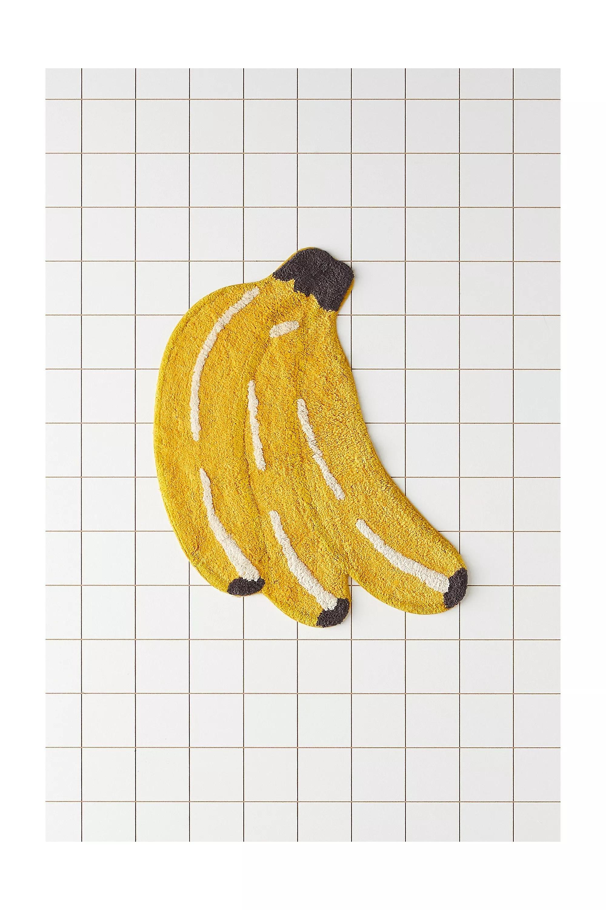 Yellow Banana Bunch Bath Mat, YEL, large image number 1